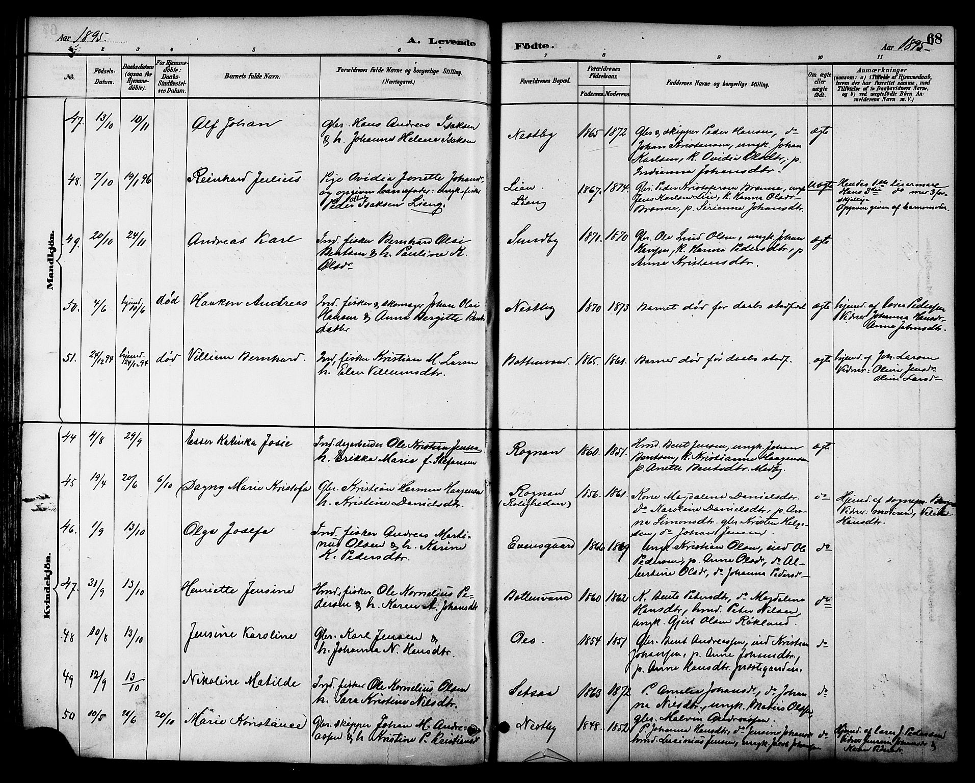 Ministerialprotokoller, klokkerbøker og fødselsregistre - Nordland, AV/SAT-A-1459/847/L0669: Parish register (official) no. 847A09, 1887-1901, p. 68