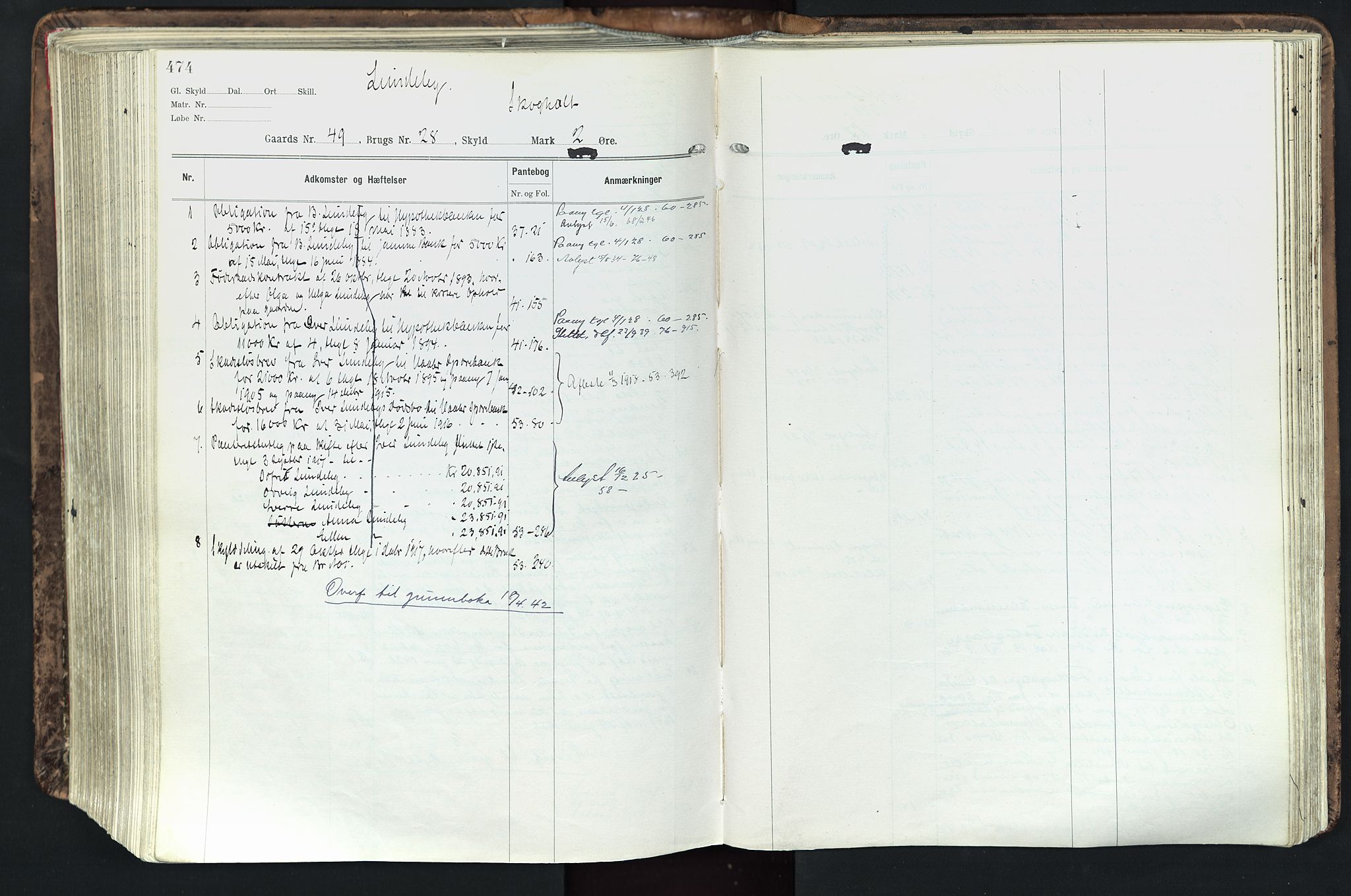 Solør tingrett, AV/SAH-TING-008/H/Ha/Hak/L0003: Mortgage register no. III, 1900-1935, p. 474