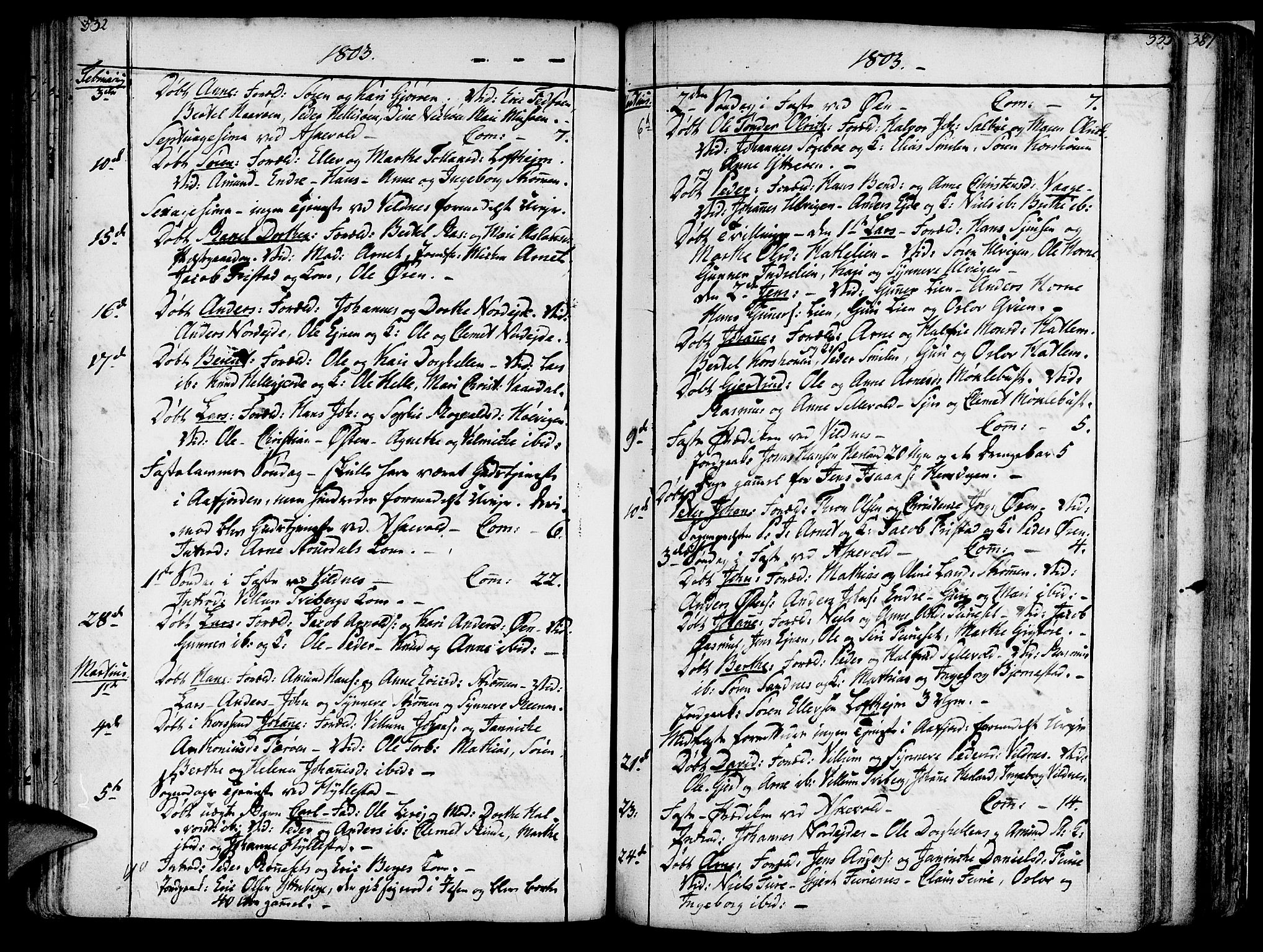 Askvoll sokneprestembete, AV/SAB-A-79501/H/Haa/Haaa/L0009: Parish register (official) no. A 9, 1776-1821, p. 332-333