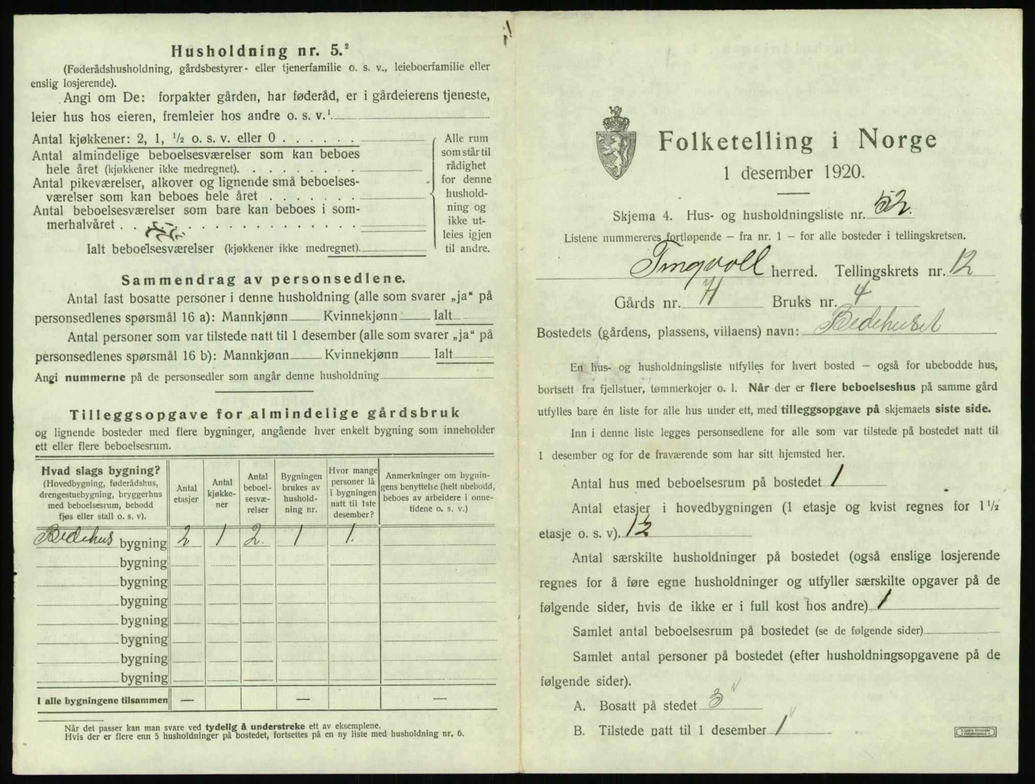 SAT, 1920 census for Tingvoll, 1920, p. 958