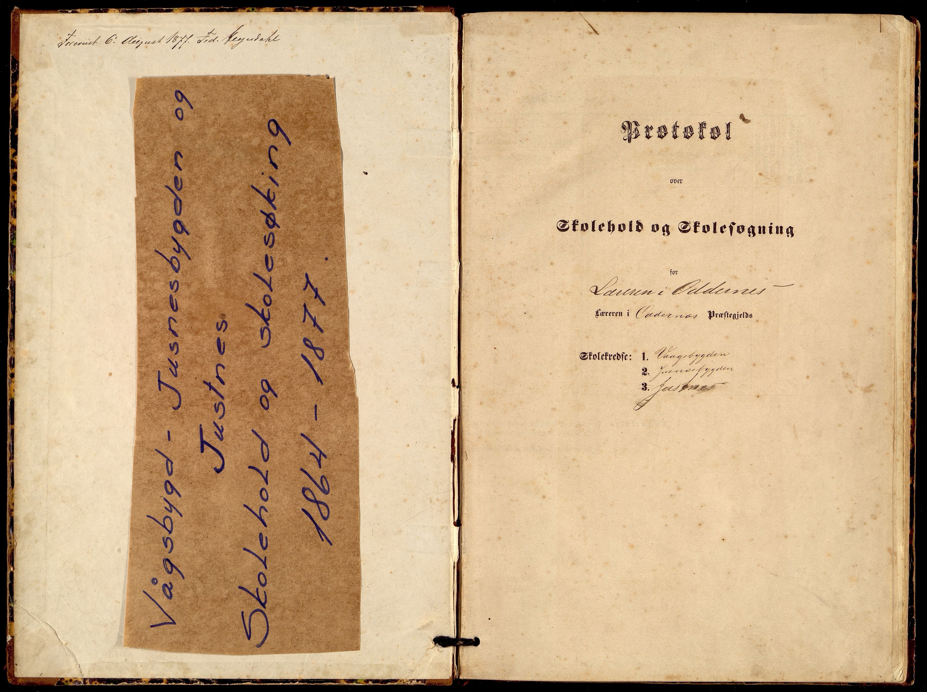 Oddernes kommune - Skolestyret, ARKSOR/1001OD510/H/L0001: Skoleprotokoll - Vågsbygd, Justnesbygden og Justnes (d), 1864-1877