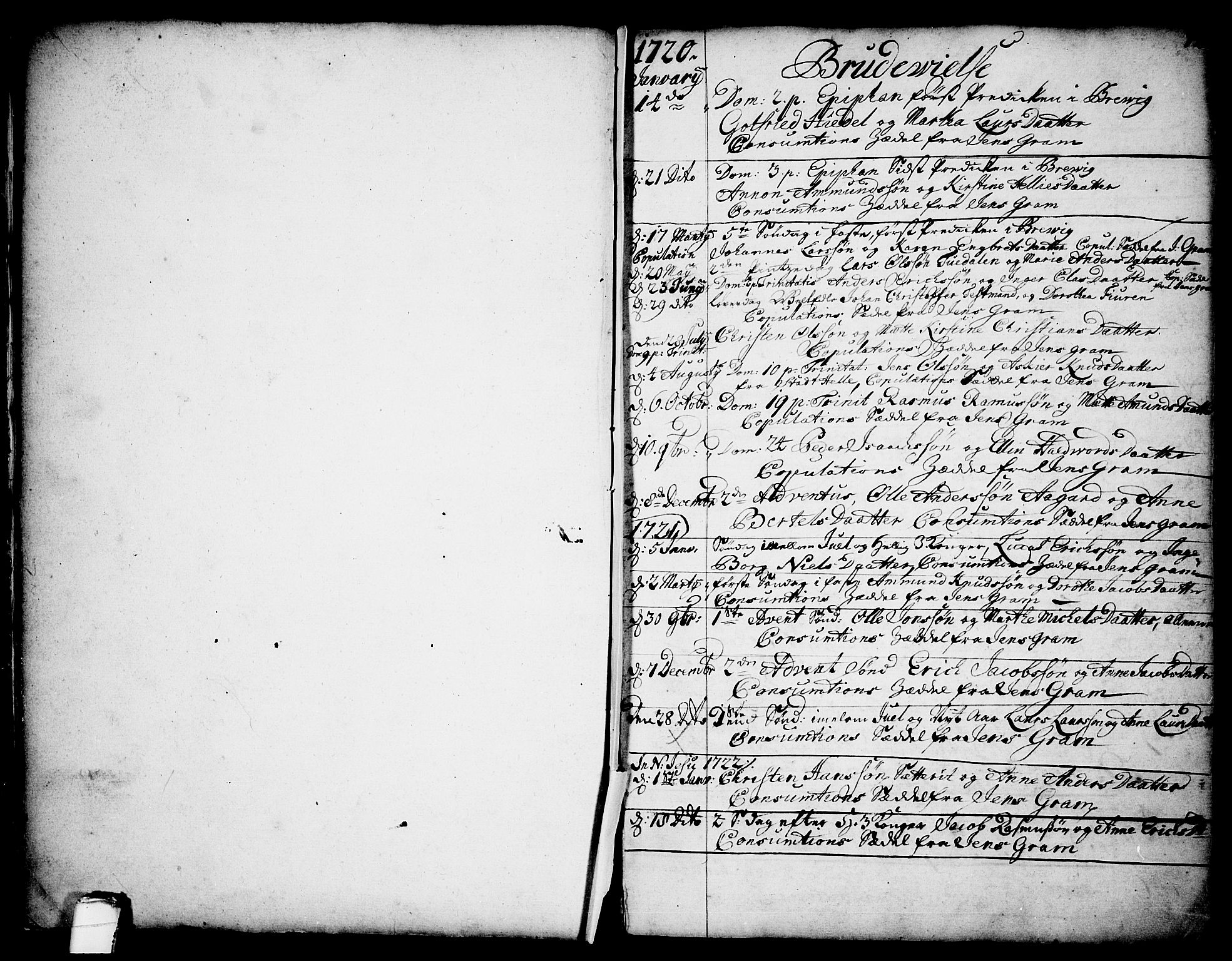 Brevik kirkebøker, SAKO/A-255/F/Fa/L0002: Parish register (official) no. 2, 1720-1764, p. 12