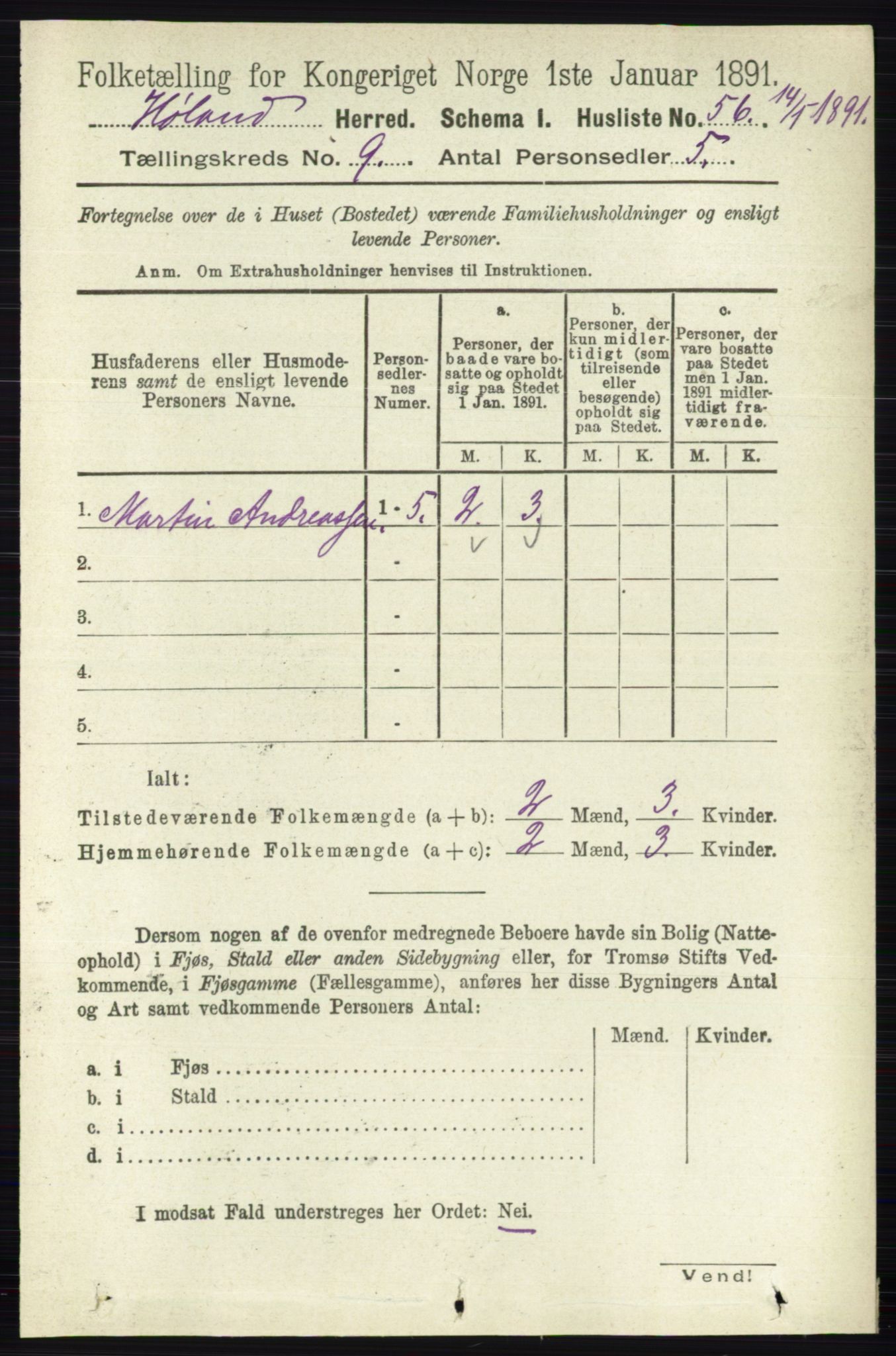 RA, 1891 census for 0221 Høland, 1891, p. 6145