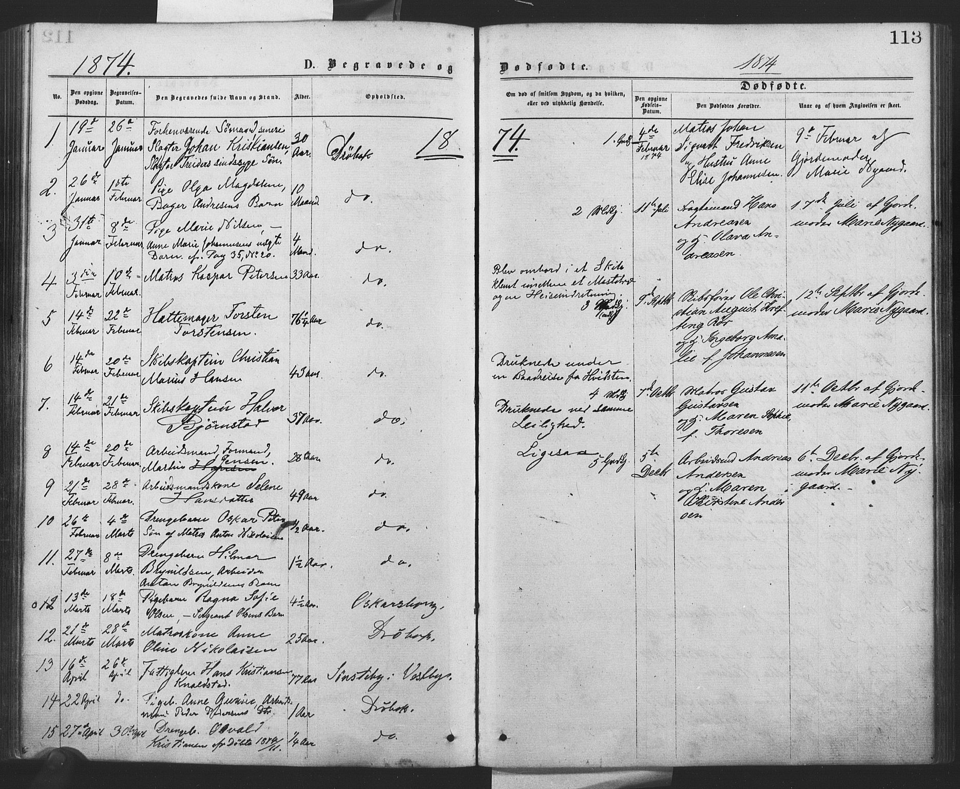 Drøbak prestekontor Kirkebøker, SAO/A-10142a/F/Fa/L0003: Parish register (official) no. I 3, 1871-1877, p. 113
