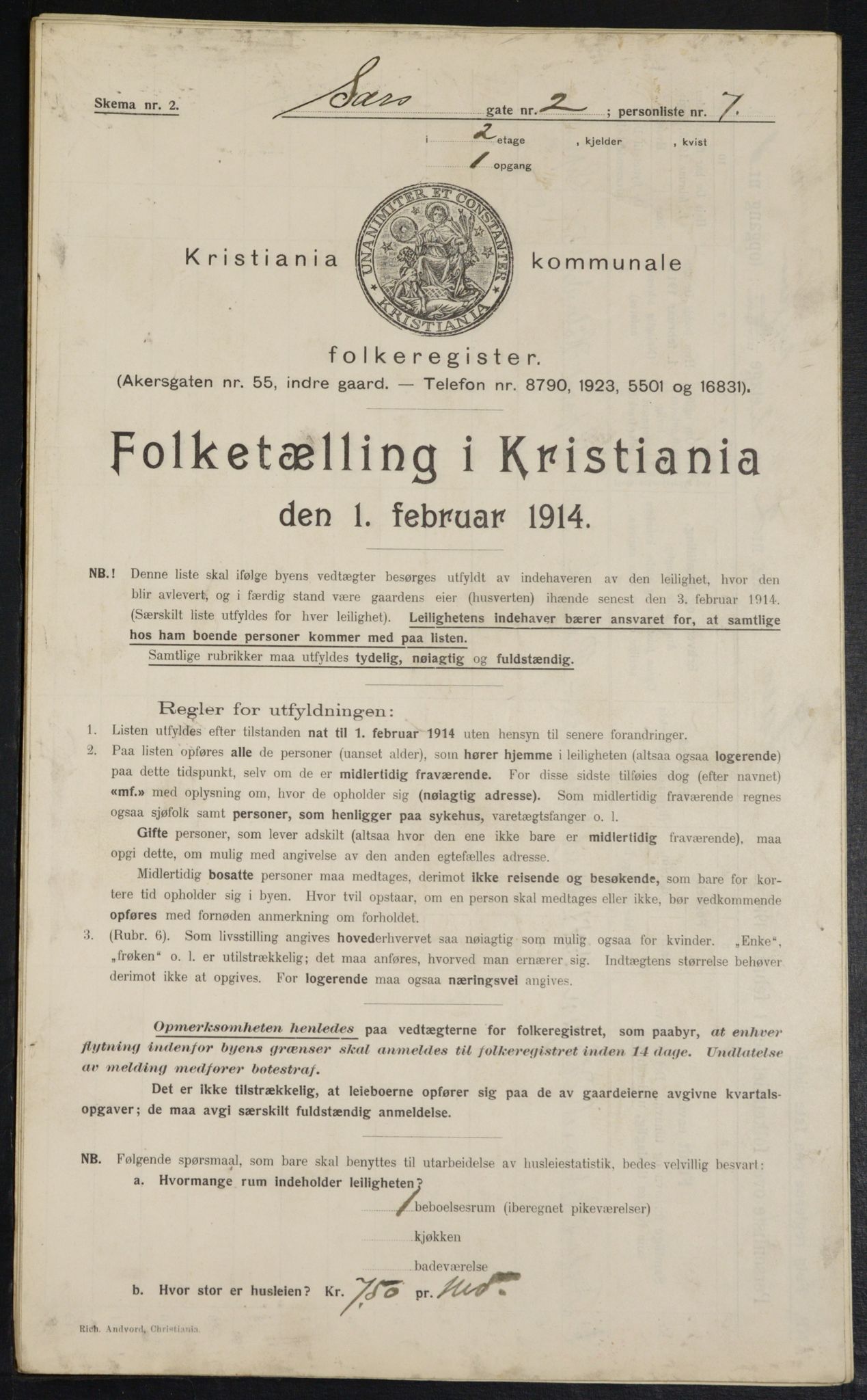 OBA, Municipal Census 1914 for Kristiania, 1914, p. 89050