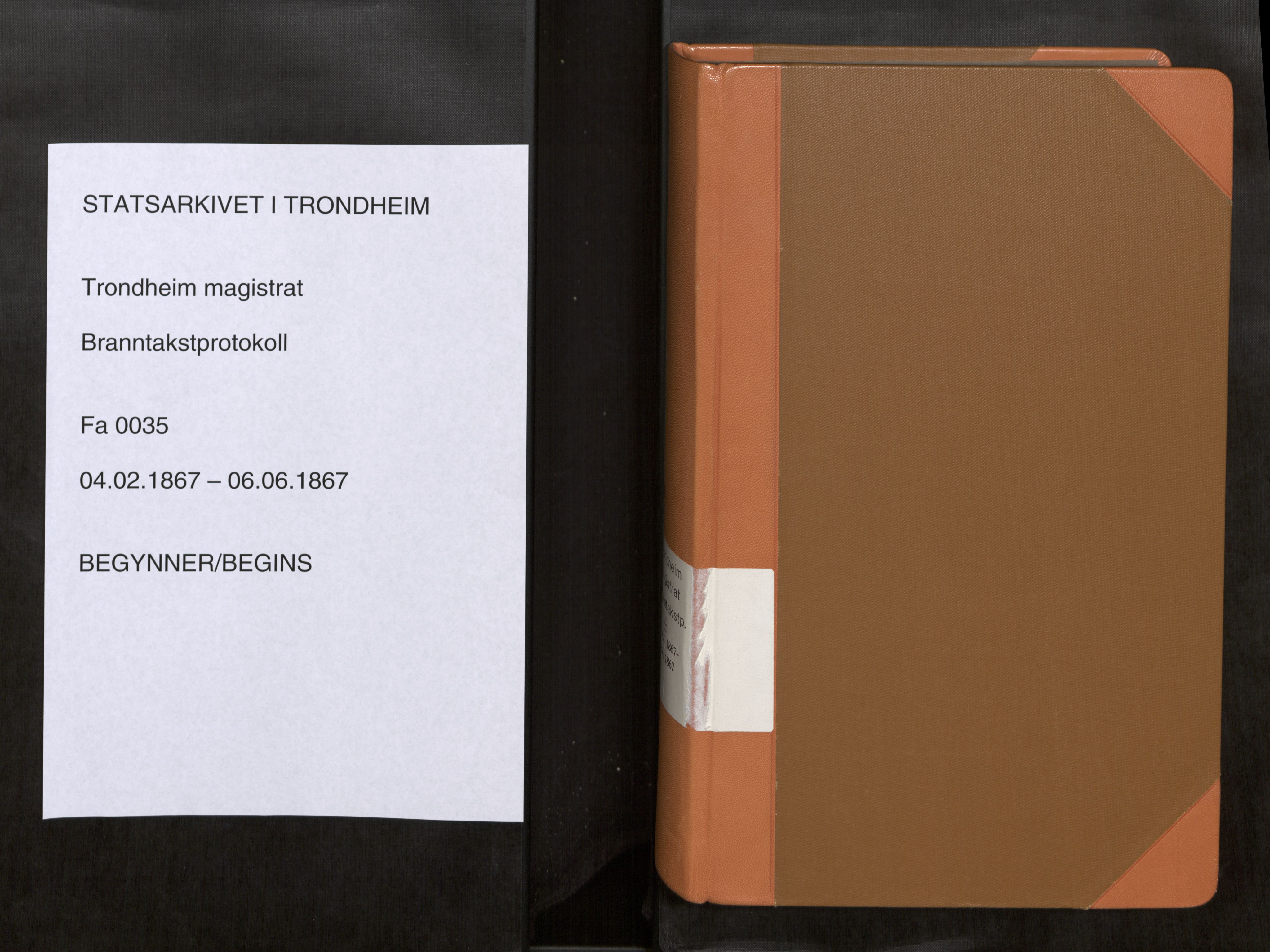 Norges Brannkasse Trondheim magistrat, SAT/A-5590/Fa/L0040: Branntakstprotokoll B, 1867