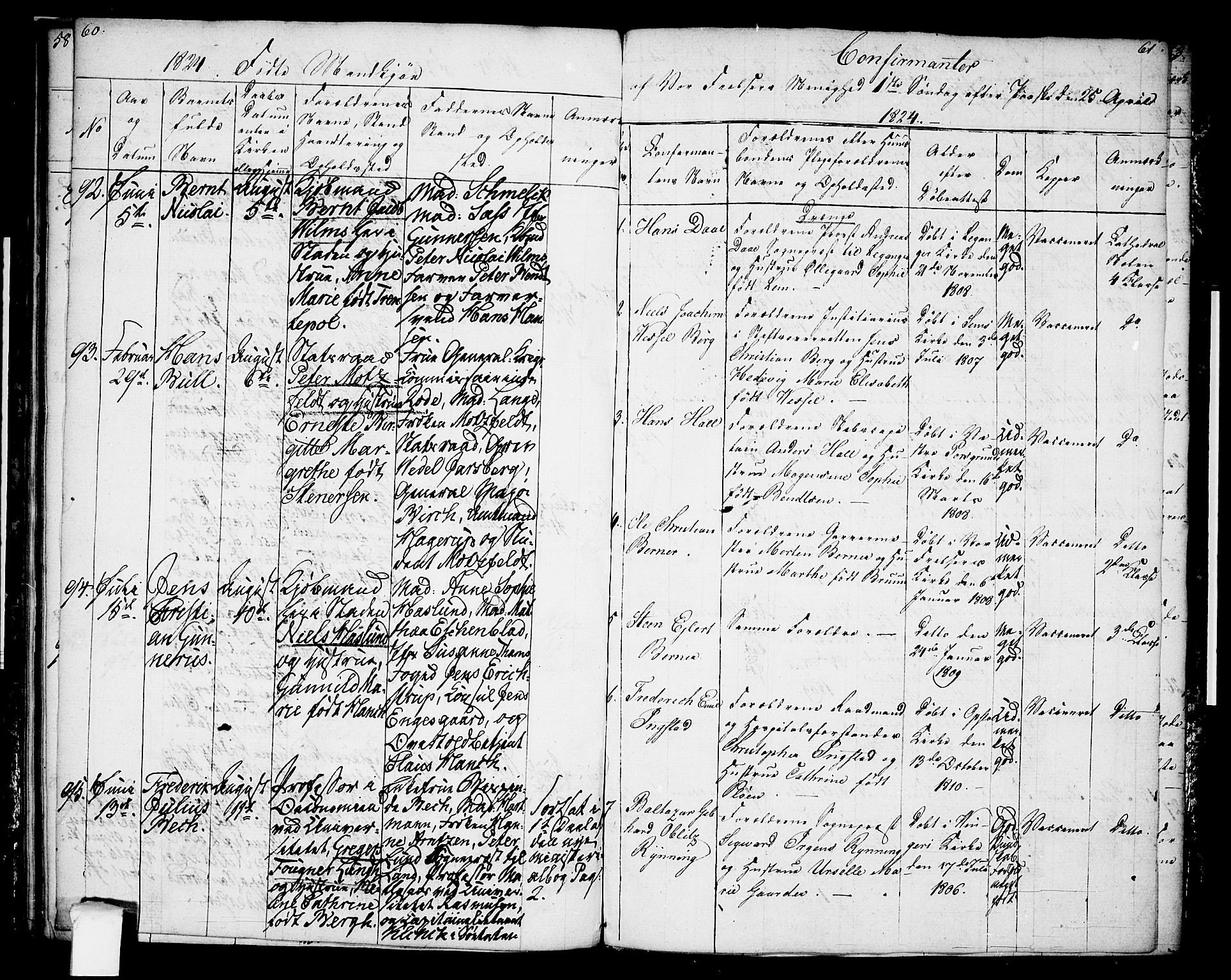 Oslo domkirke Kirkebøker, SAO/A-10752/F/Fa/L0009: Parish register (official) no. 9, 1823-1824, p. 60-61
