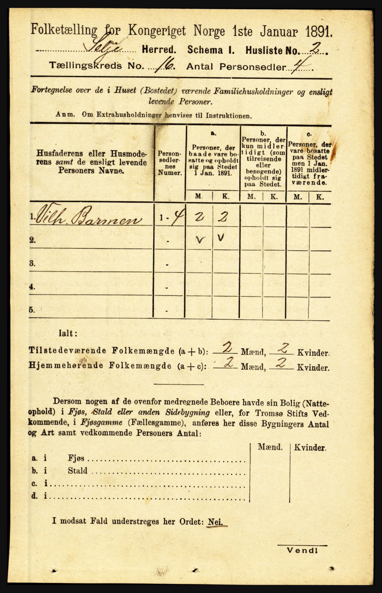 RA, 1891 census for 1441 Selje, 1891, p. 4988