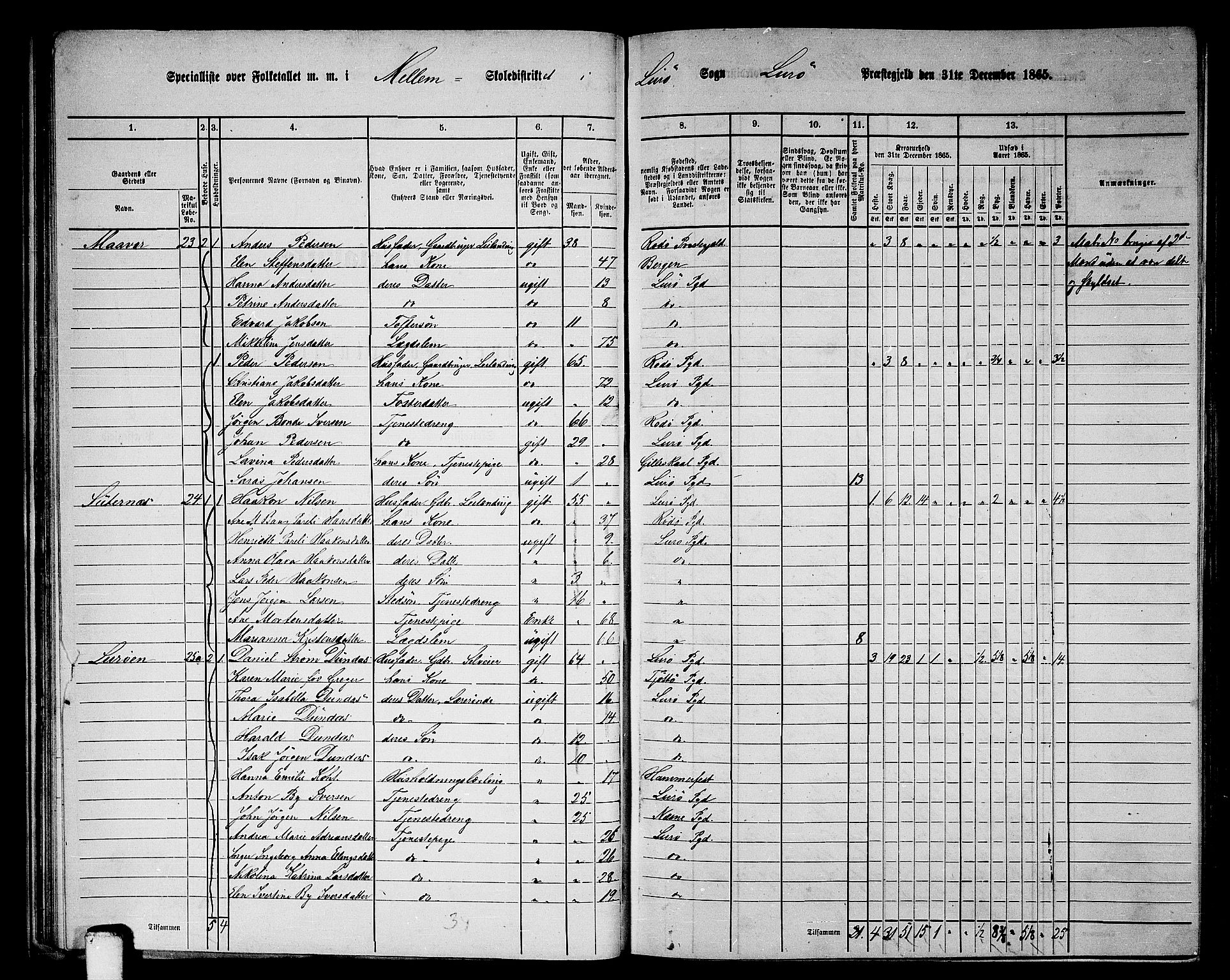 RA, 1865 census for Lurøy, 1865, p. 34