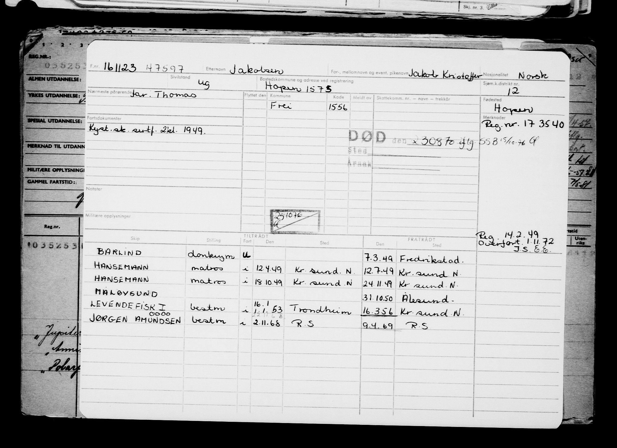 Direktoratet for sjømenn, AV/RA-S-3545/G/Gb/L0225: Hovedkort, 1923, p. 29