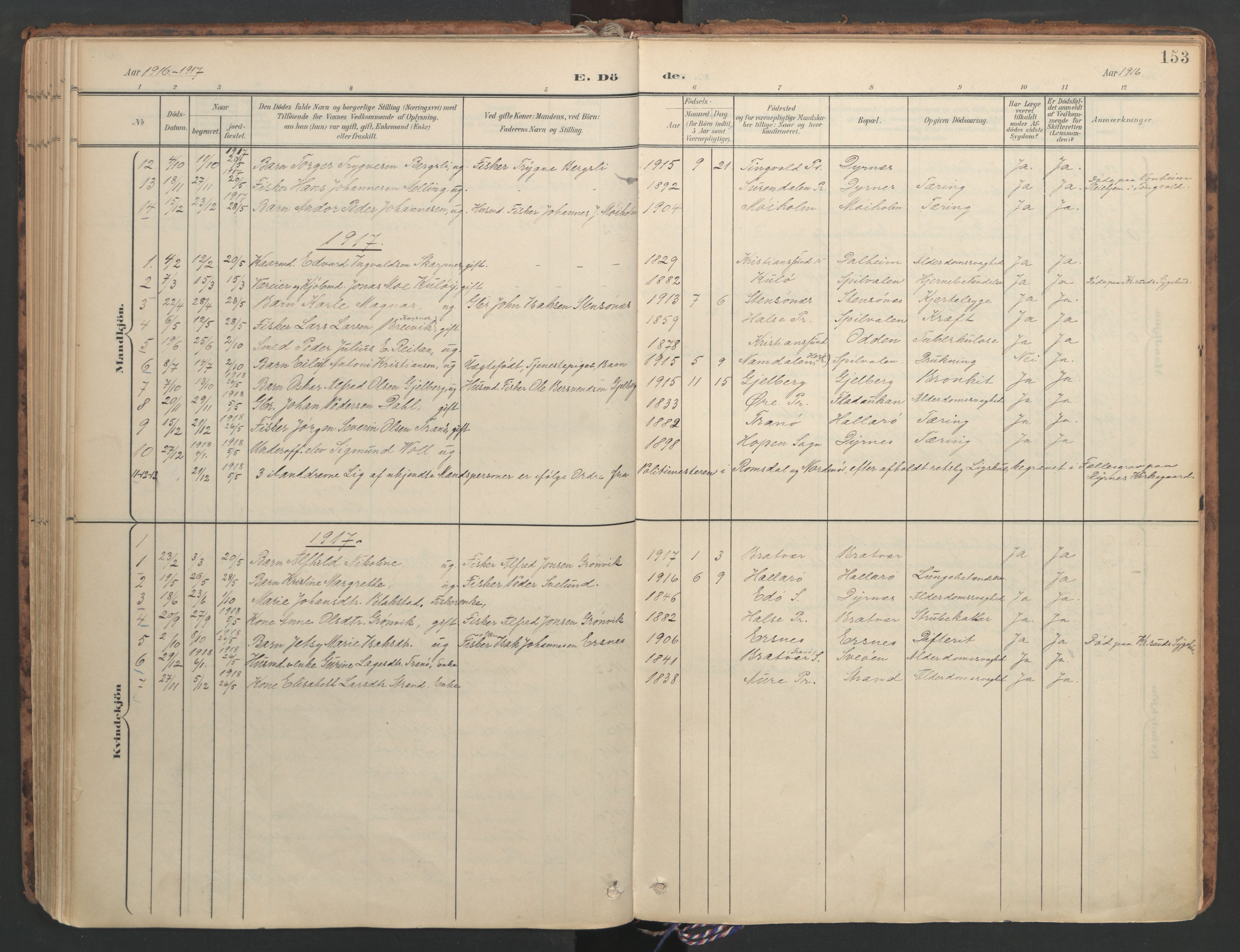 Ministerialprotokoller, klokkerbøker og fødselsregistre - Møre og Romsdal, SAT/A-1454/582/L0948: Parish register (official) no. 582A02, 1901-1922, p. 153