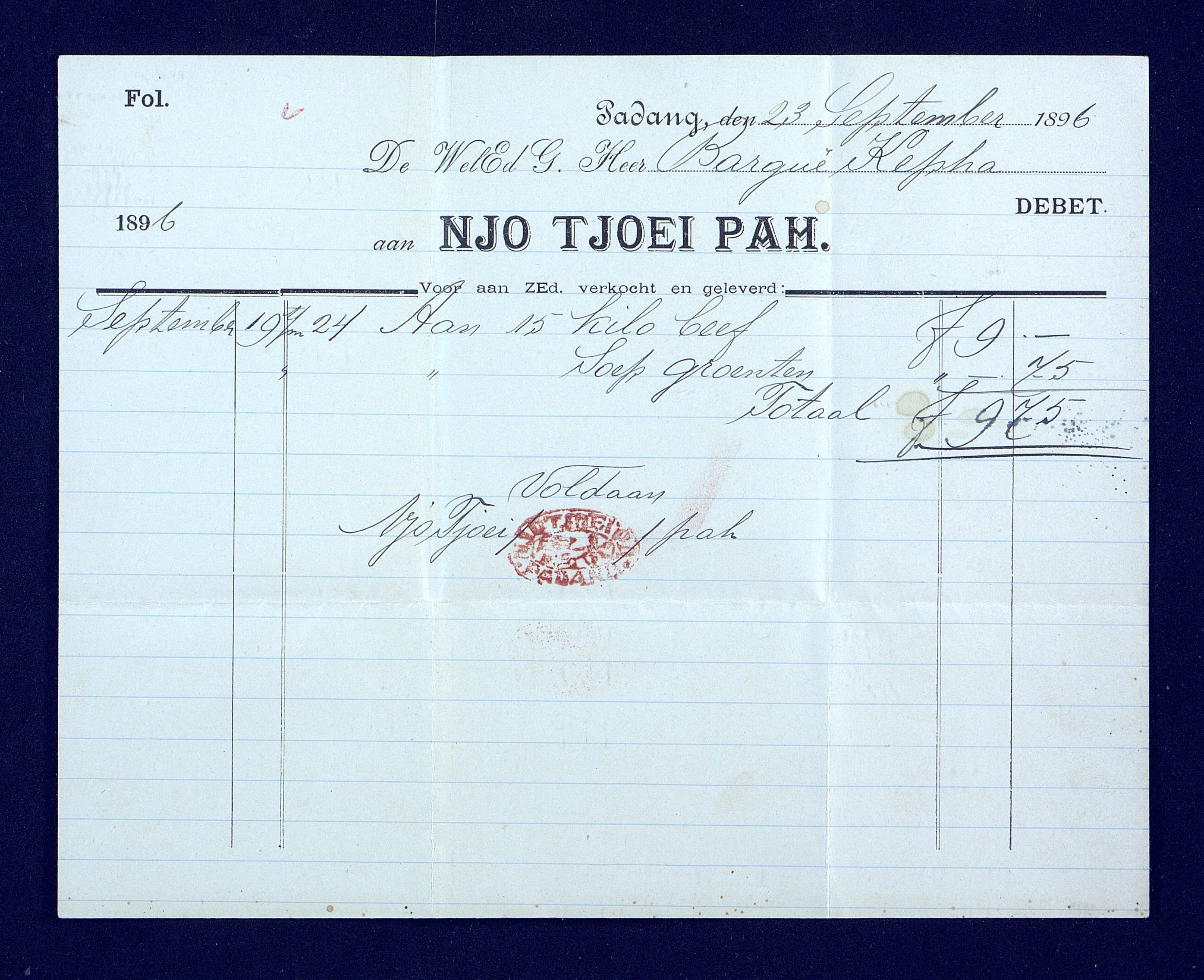 O. Terjesens rederi, AAKS/PA-2525/R/R02/L0001: Regnskapsbilag, 1884-1898