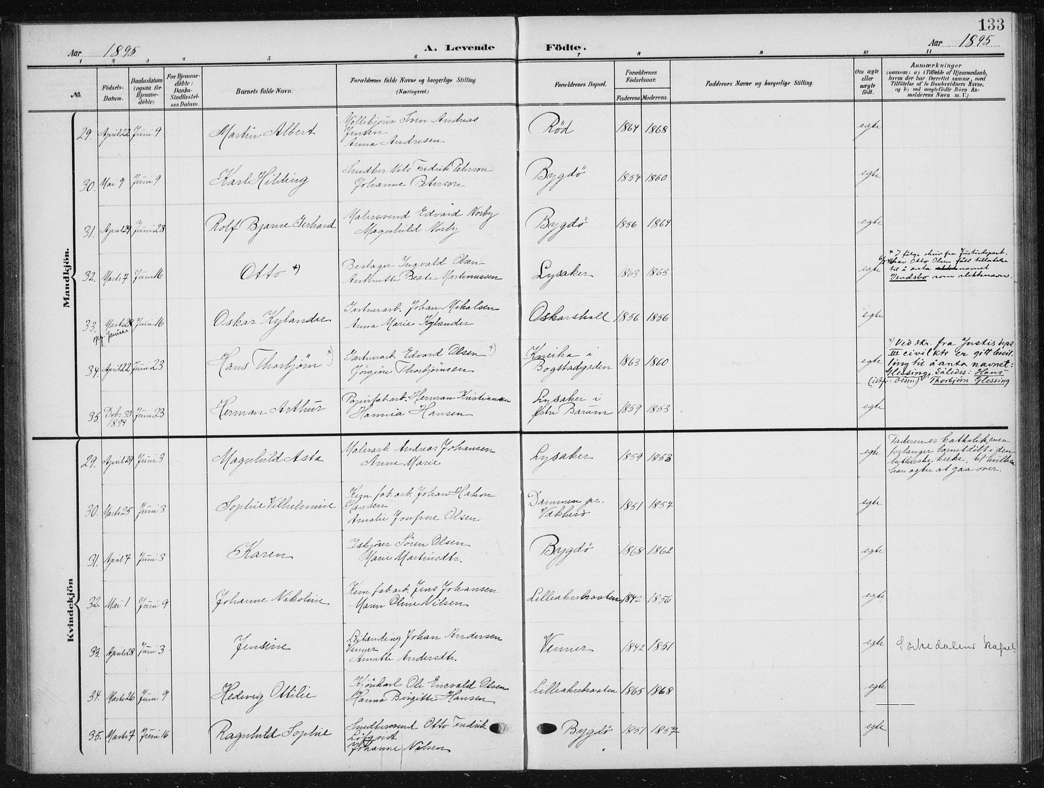 Vestre Aker prestekontor Kirkebøker, AV/SAO-A-10025/F/Fb/L0001: Parish register (official) no. II 1, 1880-1906, p. 133