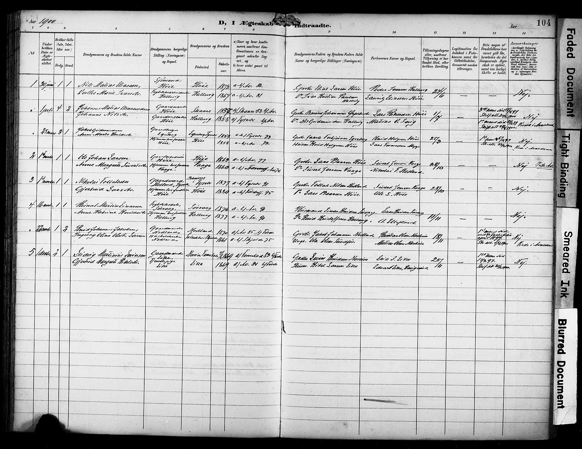 Avaldsnes sokneprestkontor, SAST/A -101851/H/Ha/Haa/L0016: Parish register (official) no. A 16, 1893-1918, p. 104