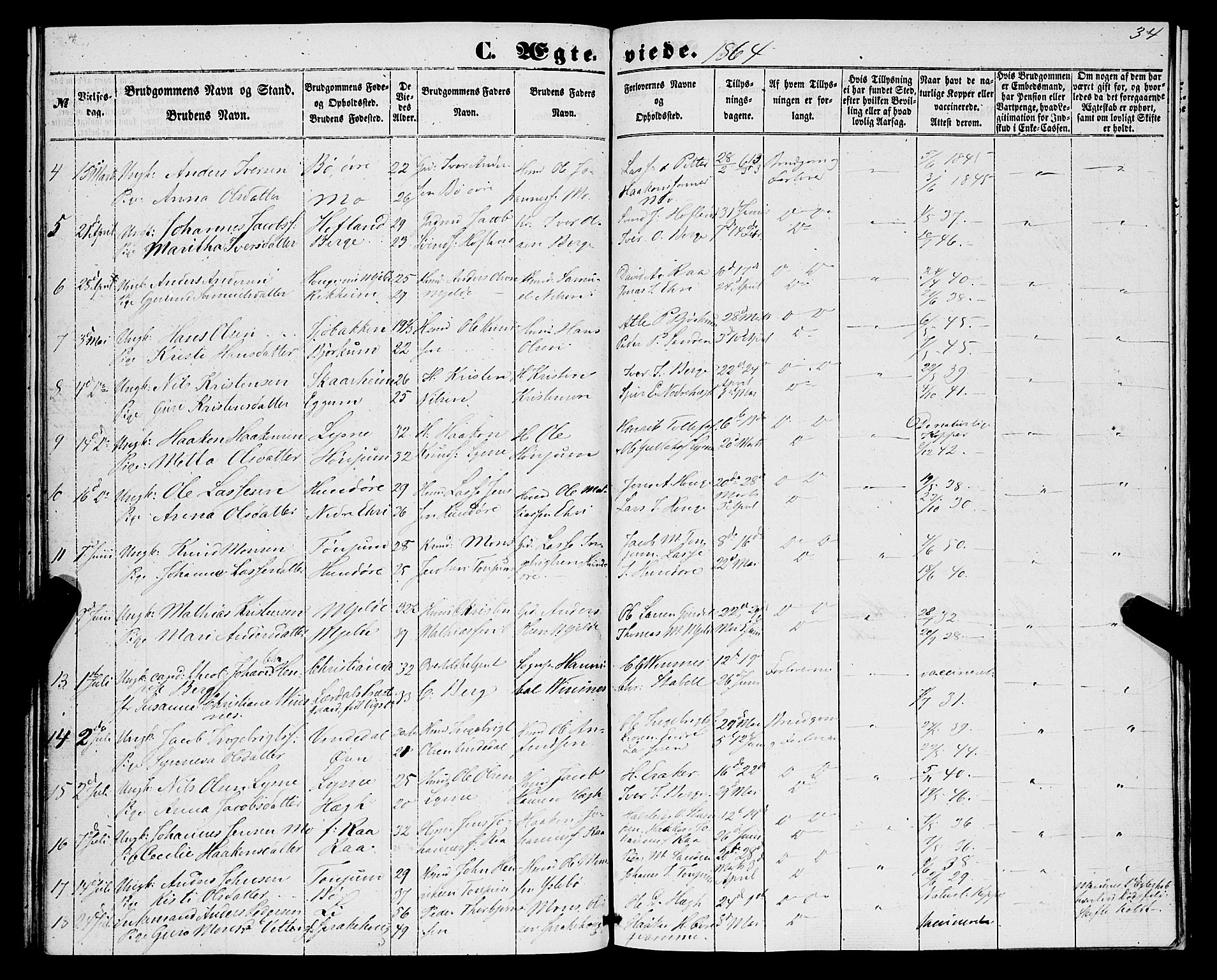Lærdal sokneprestembete, SAB/A-81201: Parish register (official) no. A 15, 1853-1877, p. 34