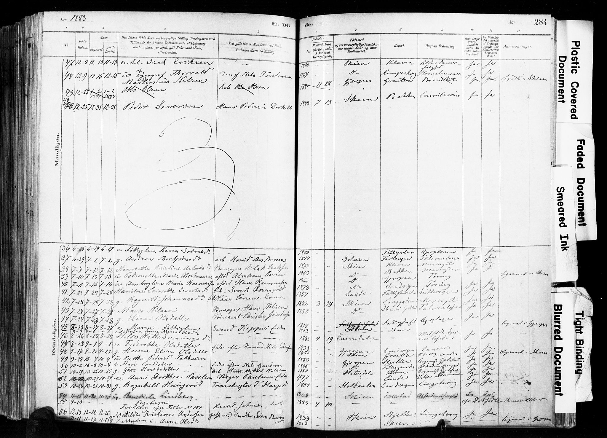 Skien kirkebøker, AV/SAKO-A-302/F/Fa/L0009: Parish register (official) no. 9, 1878-1890, p. 284