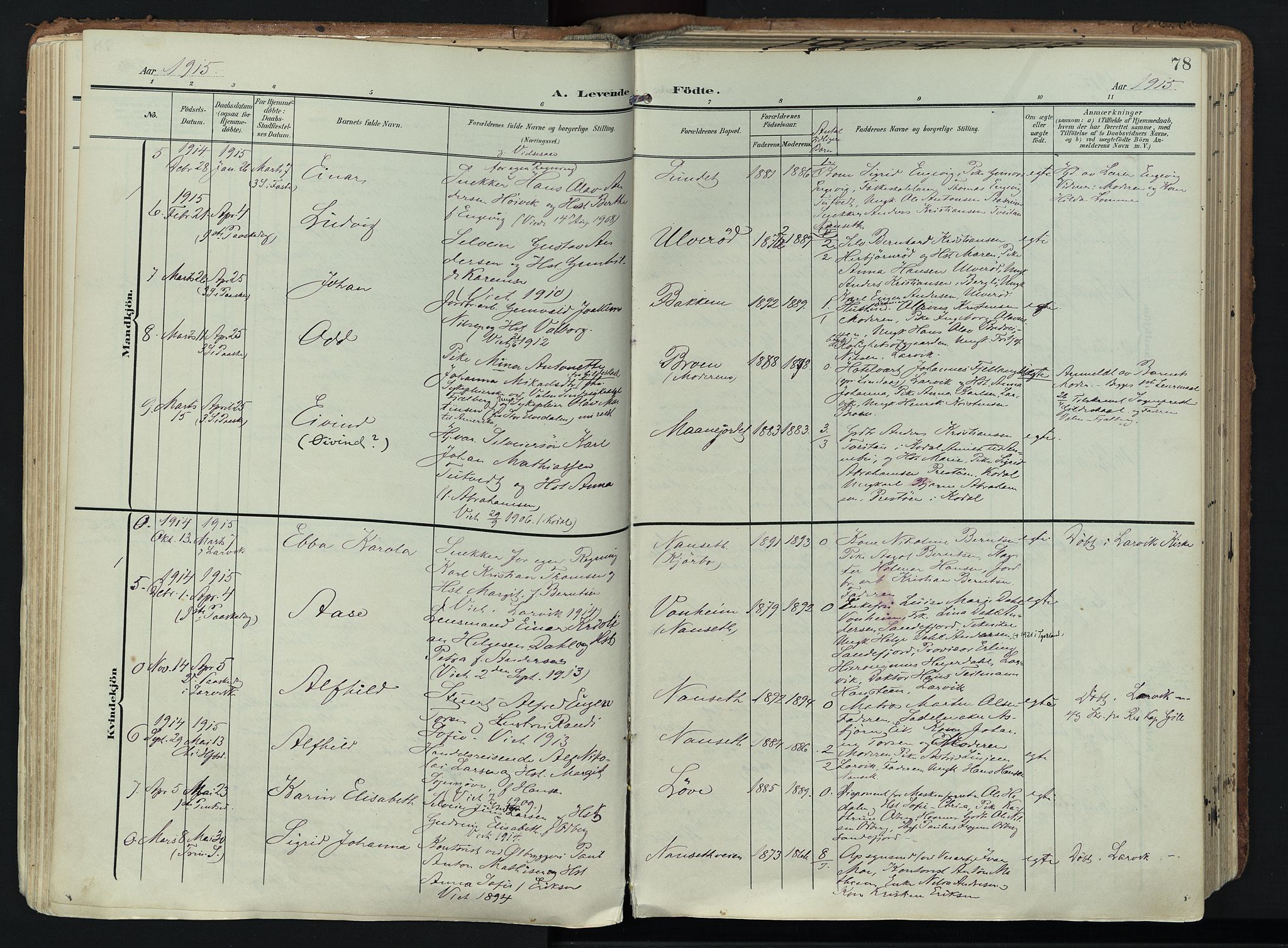 Hedrum kirkebøker, SAKO/A-344/F/Fa/L0010: Parish register (official) no. I 10, 1904-1918, p. 78