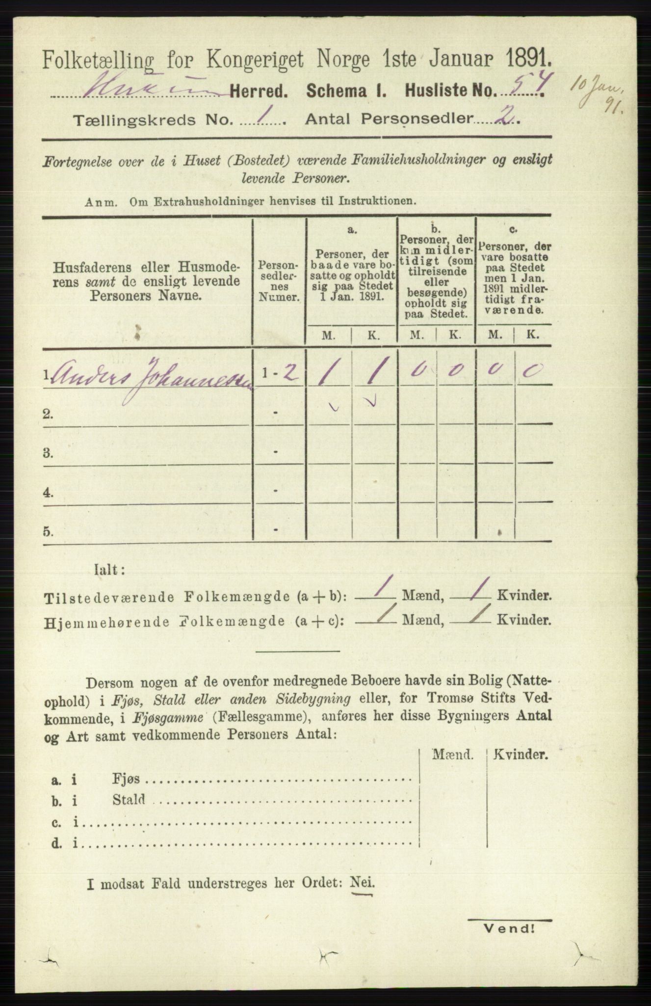 RA, 1891 census for 0628 Hurum, 1891, p. 78