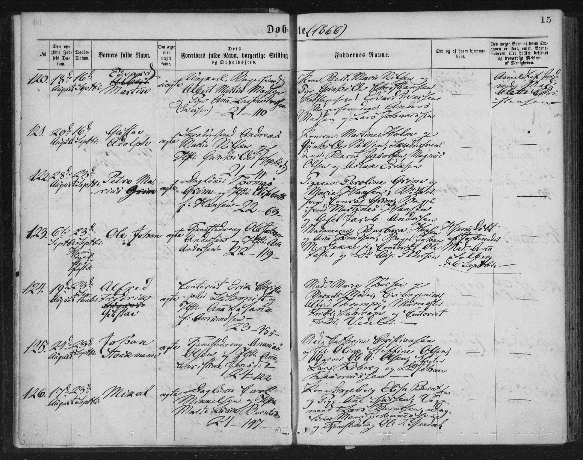Korskirken sokneprestembete, SAB/A-76101/H/Haa/L0019: Parish register (official) no. B 5, 1866-1871, p. 15