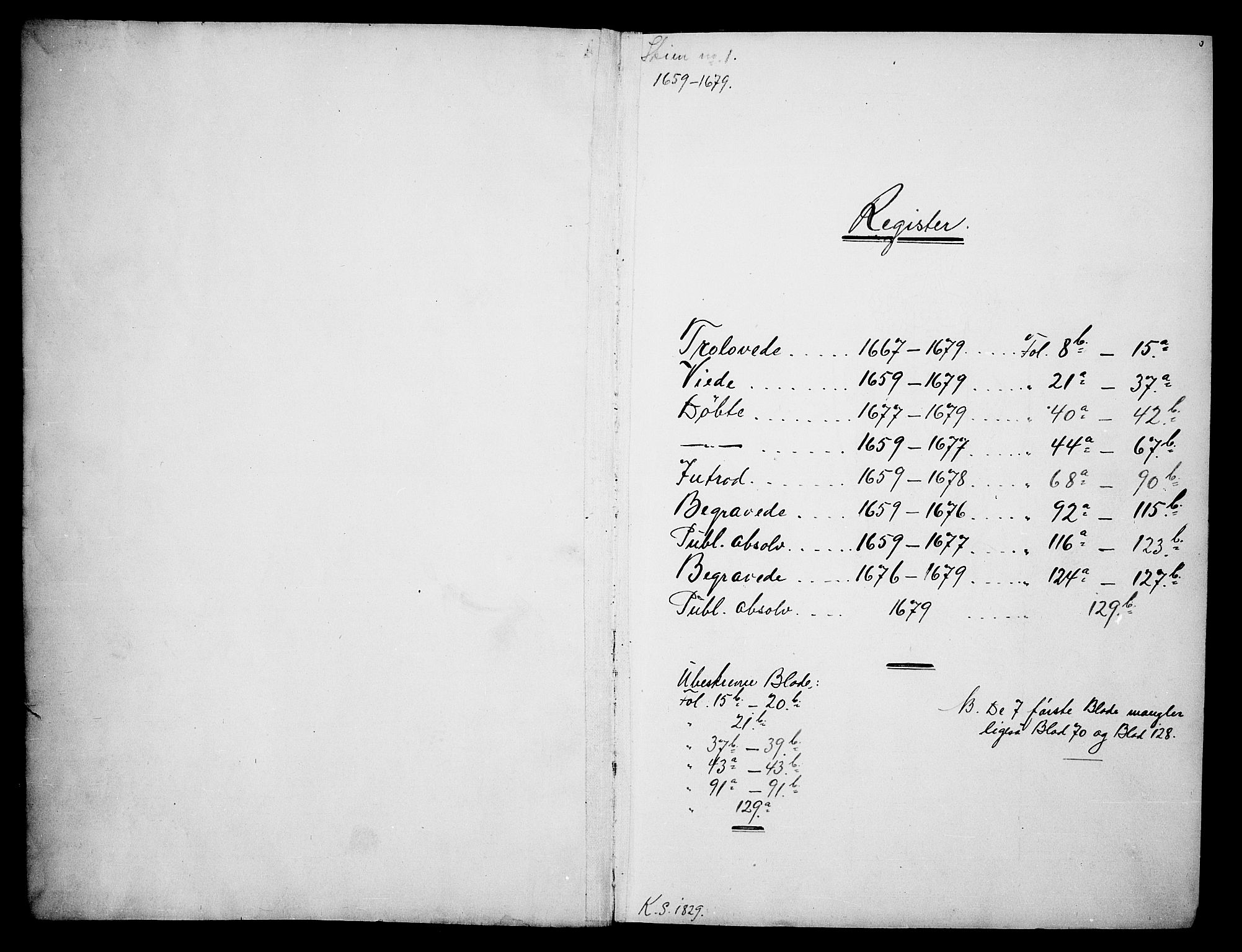 Skien kirkebøker, SAKO/A-302/F/Fa/L0001: Parish register (official) no. 1, 1659-1679