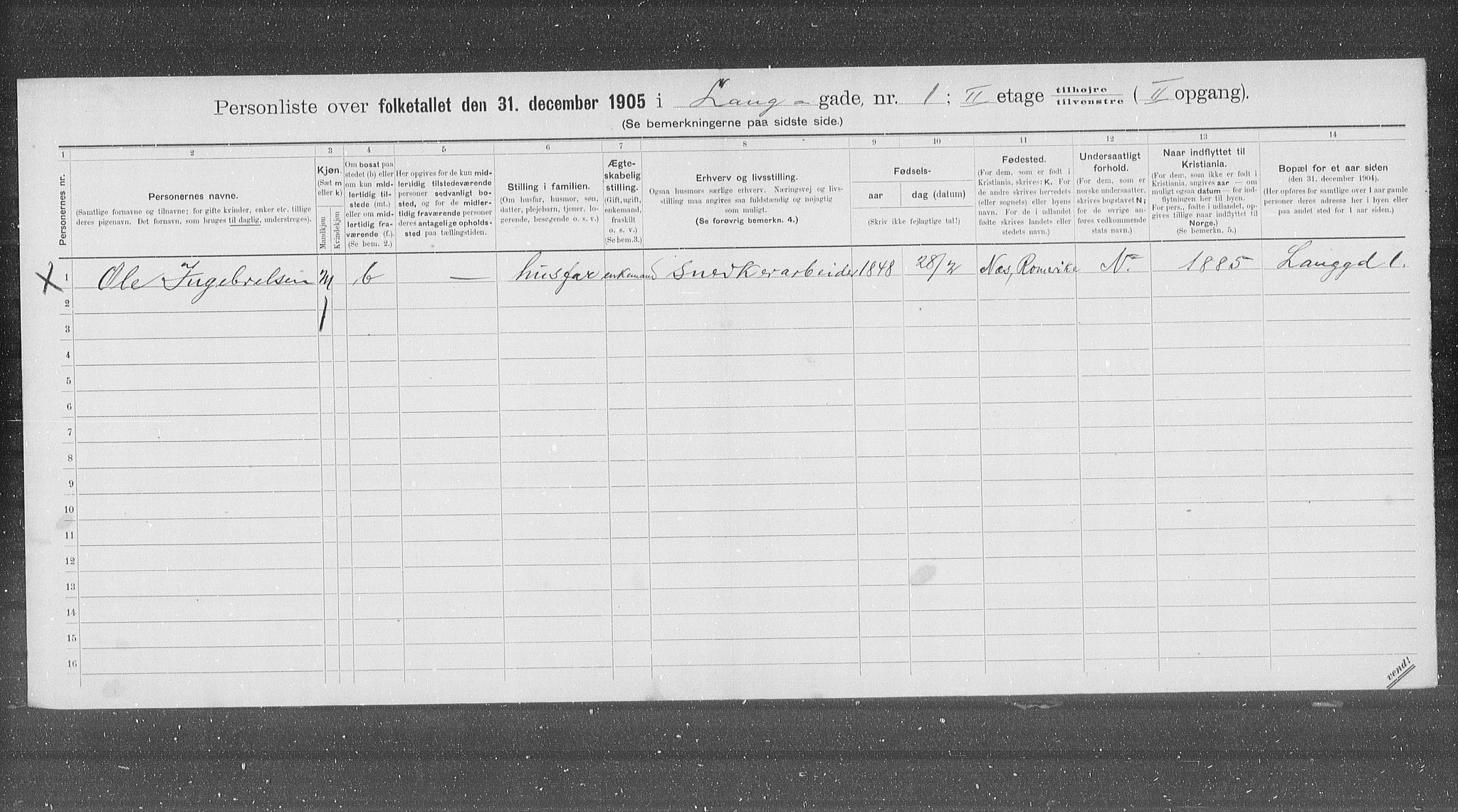 OBA, Municipal Census 1905 for Kristiania, 1905, p. 29603