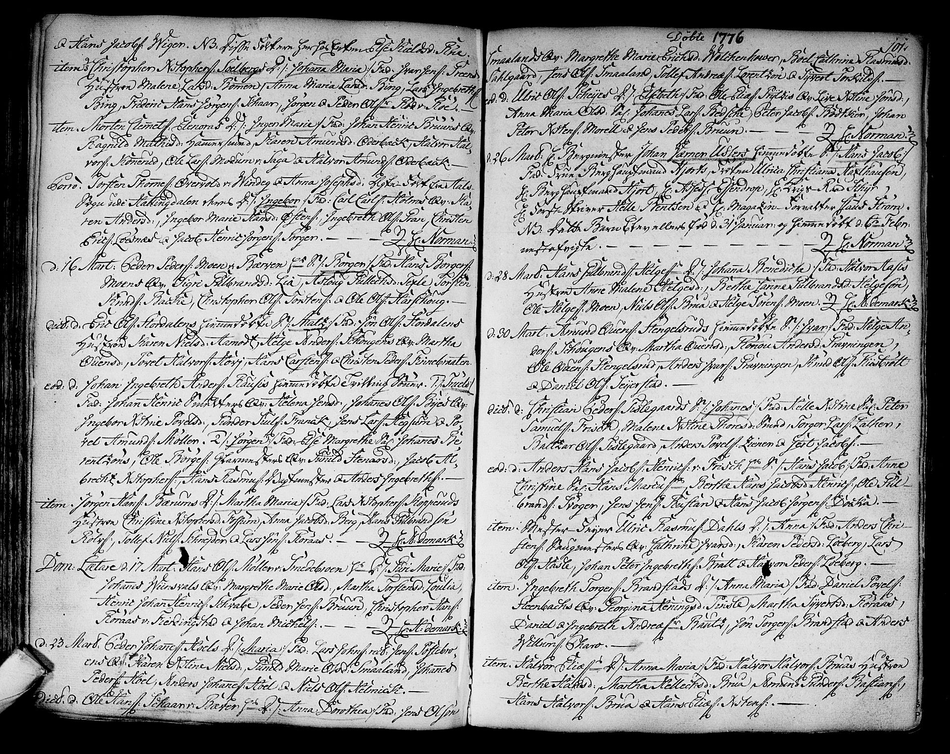 Kongsberg kirkebøker, SAKO/A-22/F/Fa/L0005: Parish register (official) no. I 5, 1769-1782, p. 101
