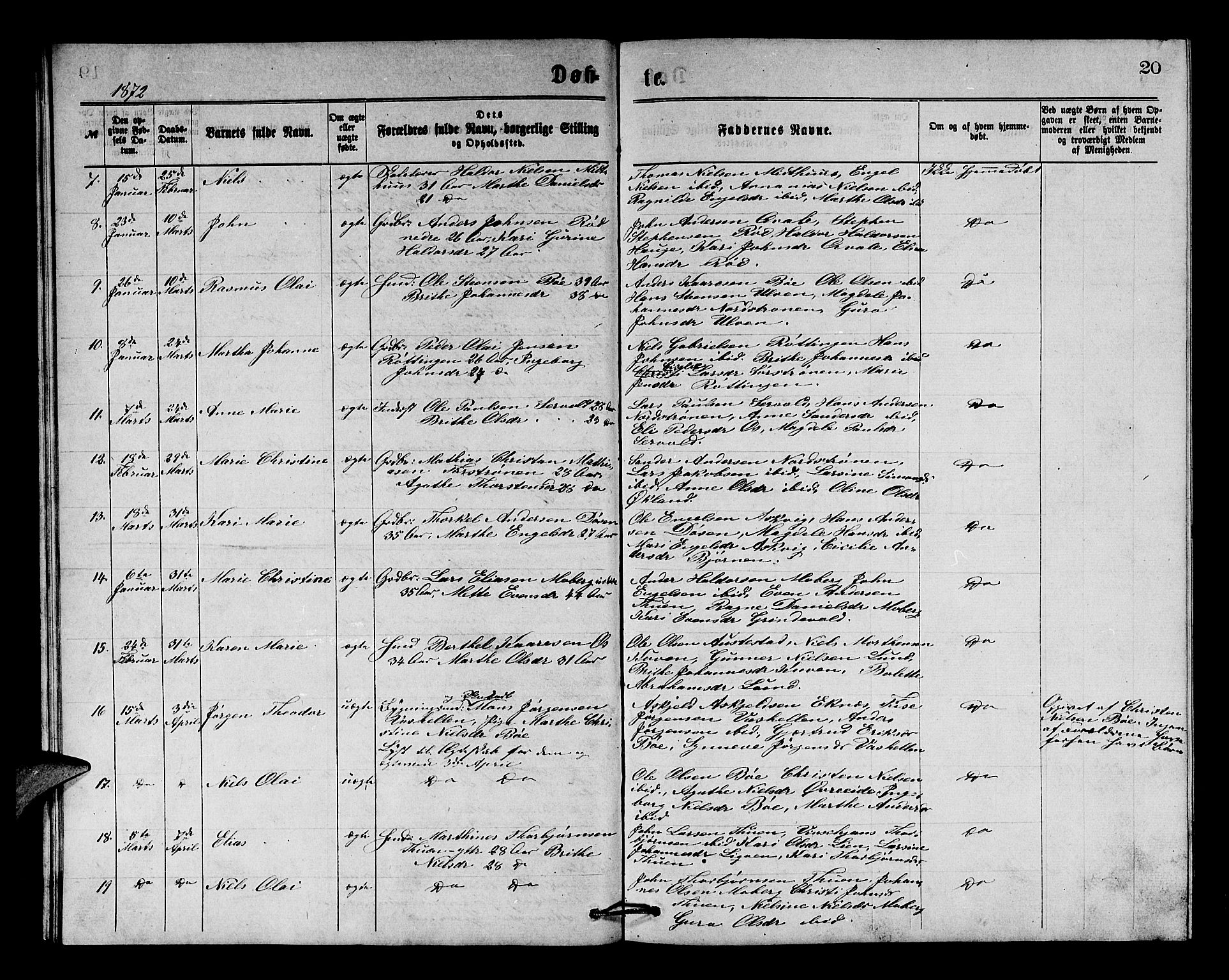 Os sokneprestembete, SAB/A-99929: Parish register (copy) no. A 1, 1869-1879, p. 20