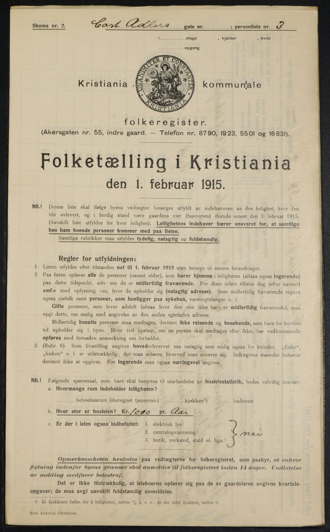 OBA, Municipal Census 1915 for Kristiania, 1915, p. 14010