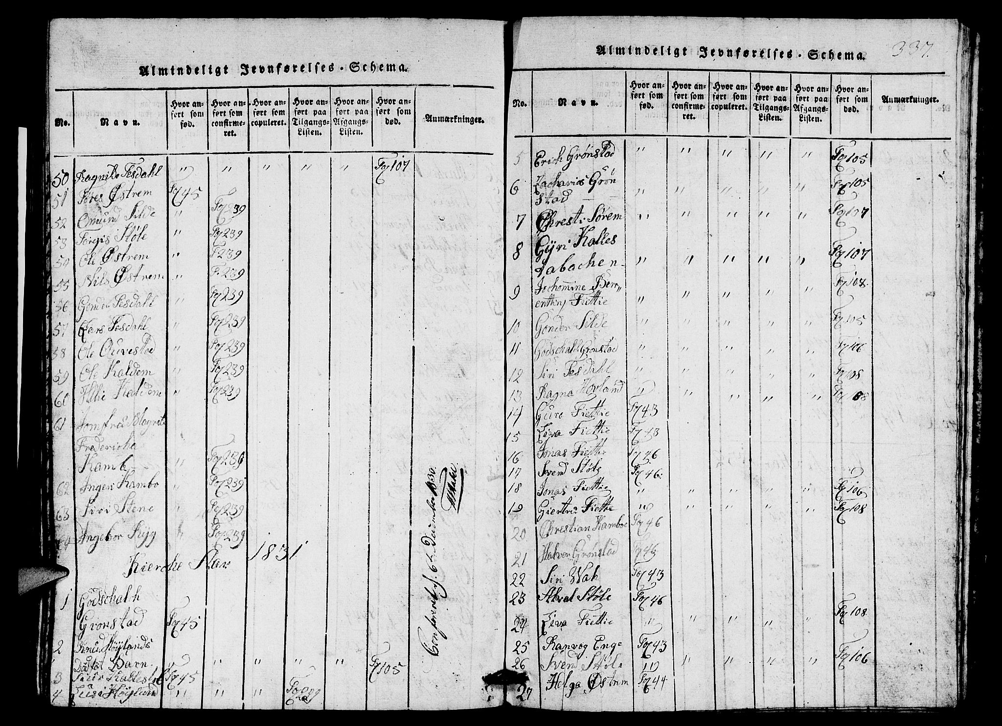 Etne sokneprestembete, SAB/A-75001/H/Hab: Parish register (copy) no. A 1, 1815-1849, p. 337