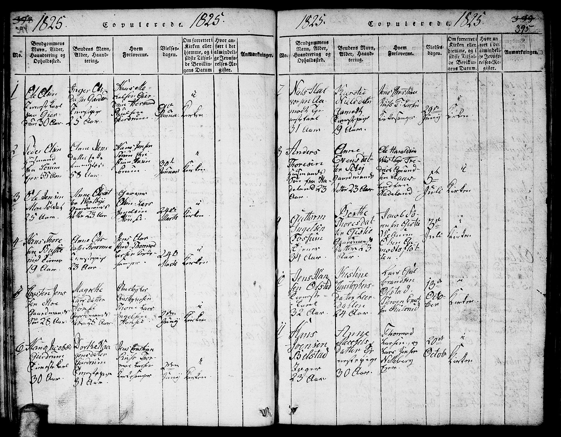 Gjerdrum prestekontor Kirkebøker, AV/SAO-A-10412b/F/Fa/L0004: Parish register (official) no. I 4, 1816-1836, p. 394-395