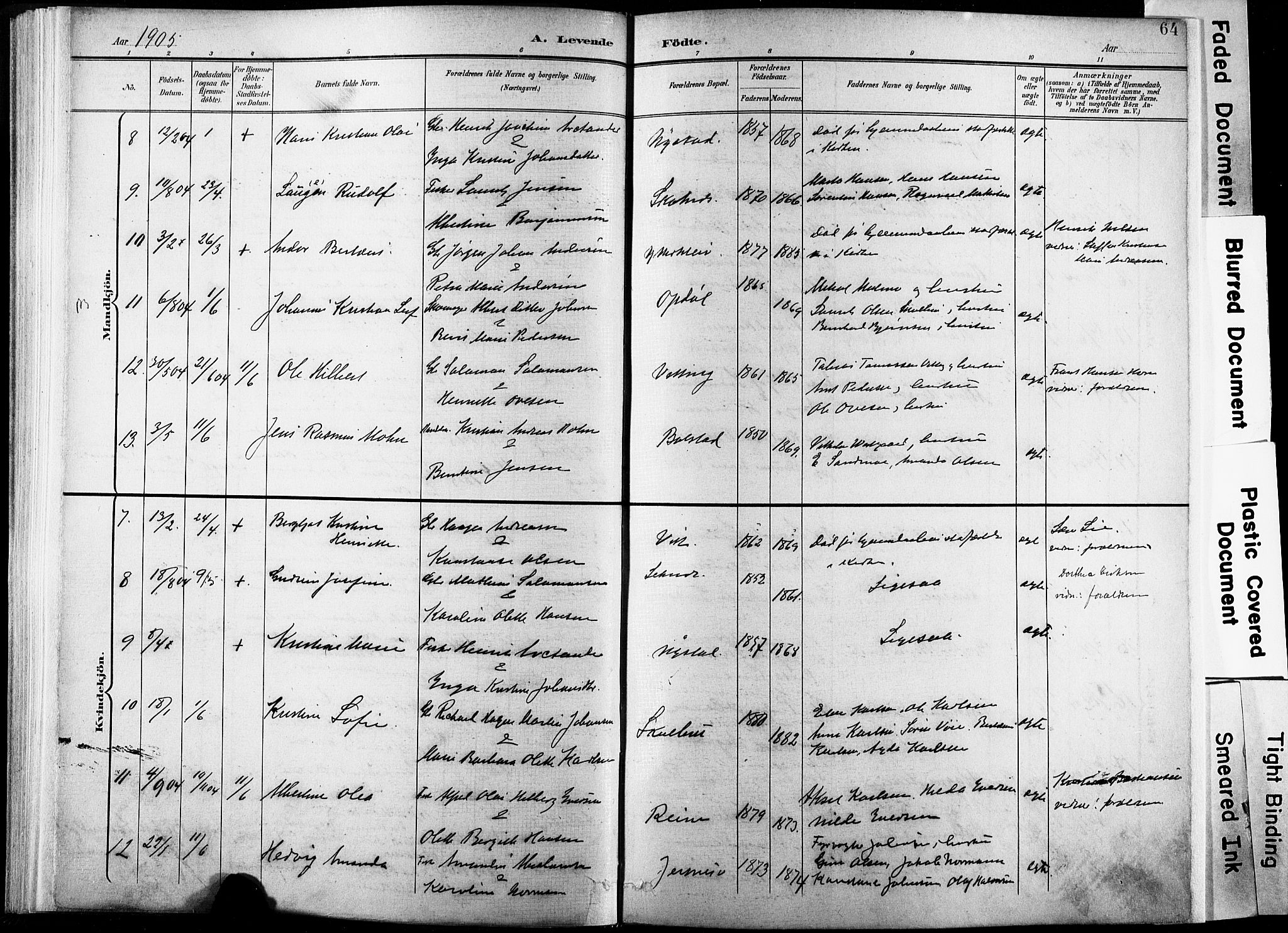 Ministerialprotokoller, klokkerbøker og fødselsregistre - Nordland, AV/SAT-A-1459/881/L1151: Parish register (official) no. 881A04, 1899-1907, p. 64