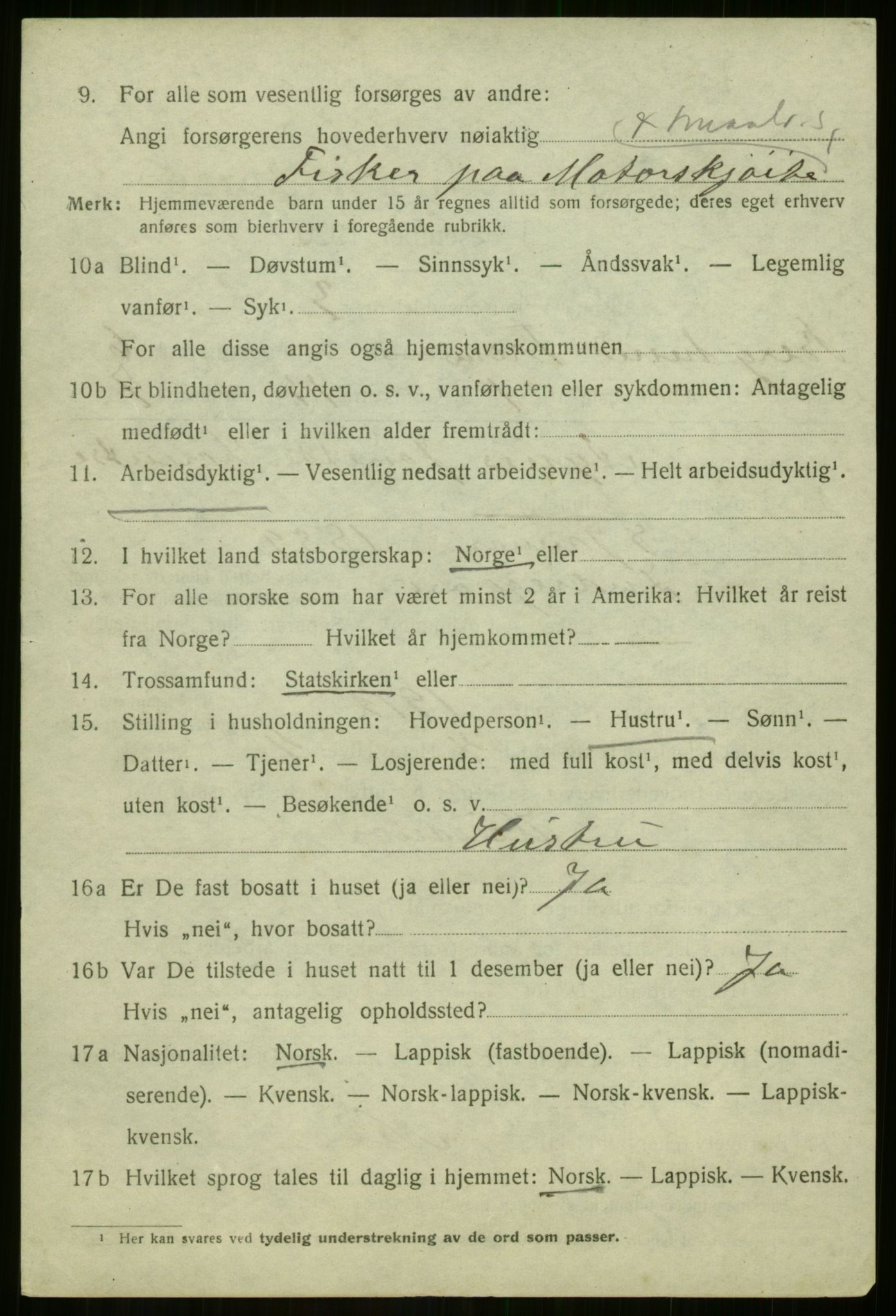 SATØ, 1920 census for Berg, 1920, p. 2058