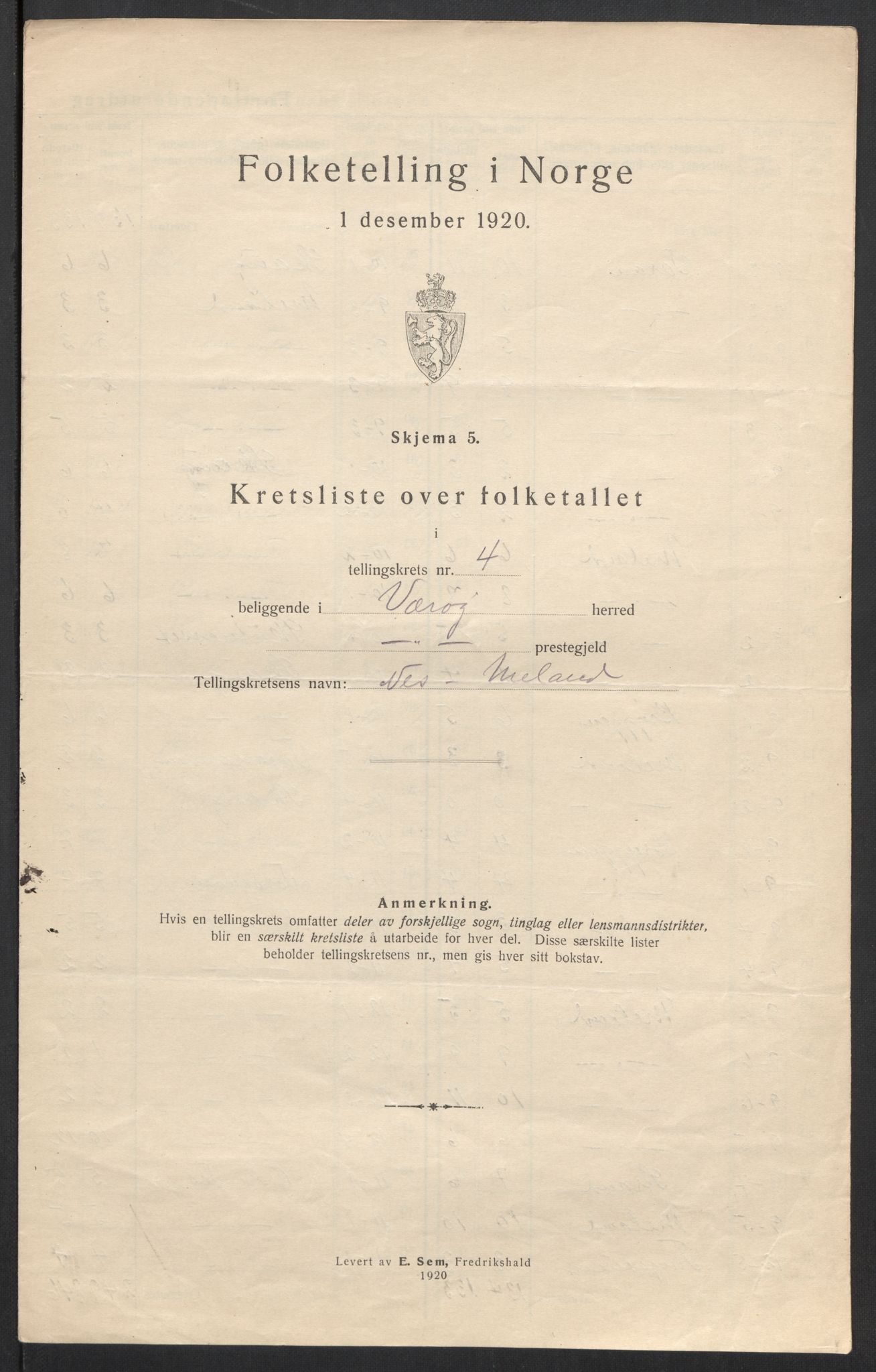 SAT, 1920 census for Værøy, 1920, p. 18