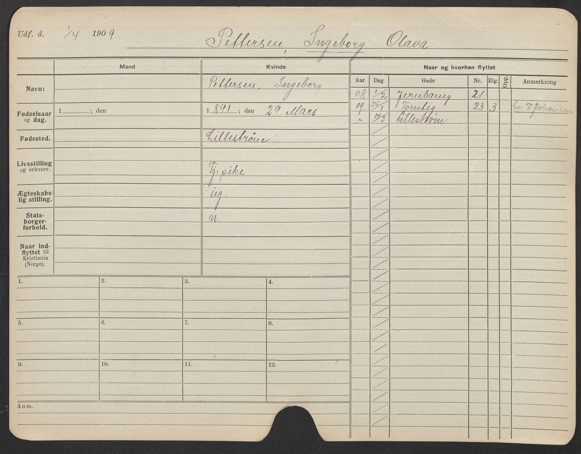 Oslo folkeregister, Registerkort, AV/SAO-A-11715/F/Fa/Fac/L0022: Kvinner, 1906-1914, p. 970a