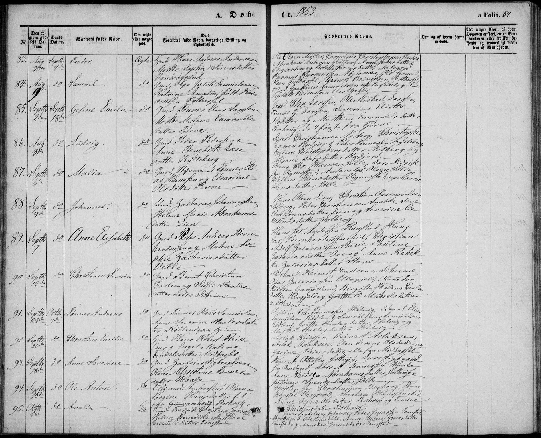 Lista sokneprestkontor, AV/SAK-1111-0027/F/Fb/L0002: Parish register (copy) no. B 2, 1847-1862, p. 57