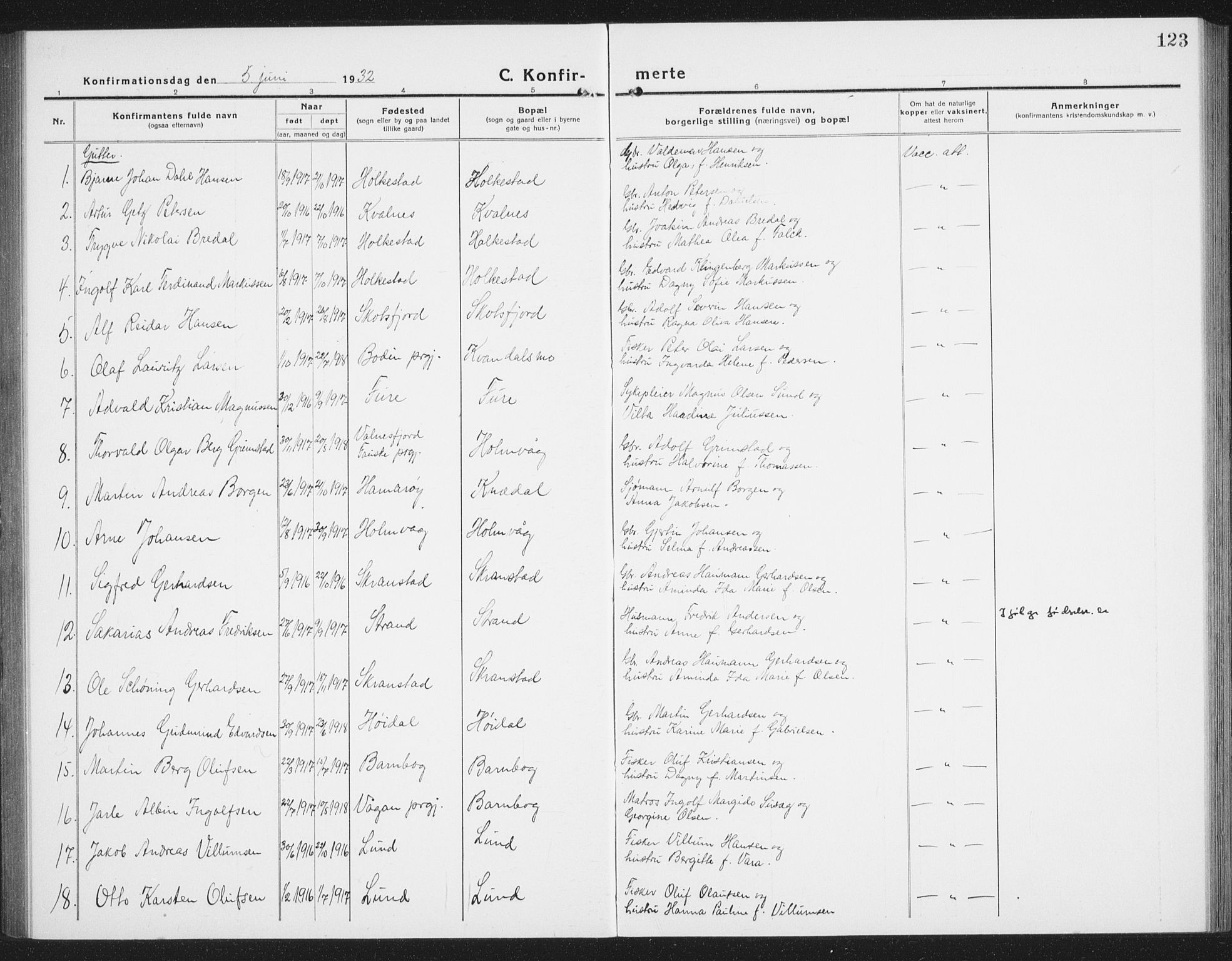 Ministerialprotokoller, klokkerbøker og fødselsregistre - Nordland, AV/SAT-A-1459/855/L0817: Parish register (copy) no. 855C06, 1917-1934, p. 123