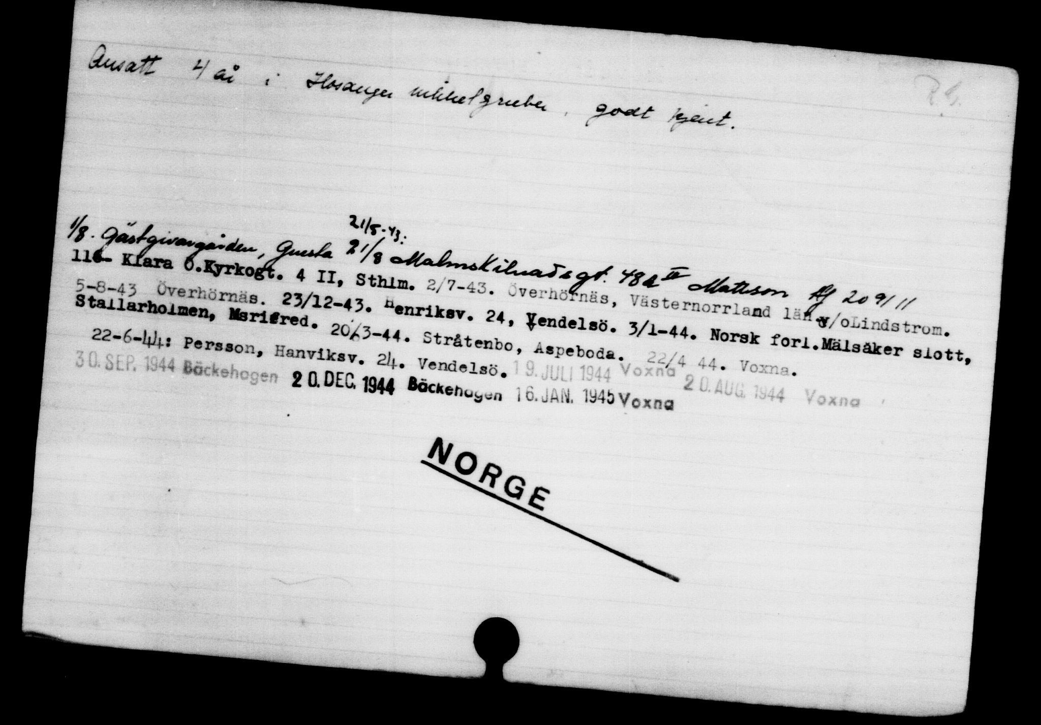 Utenriksstasjonene, Legasjonen i Stockholm, Flyktningkontoret, AV/RA-S-6753/V/Va/L0002: Kjesäterkartoteket, flyktninger med registreringsnr. 1001-2000, 1940-1945, p. 358