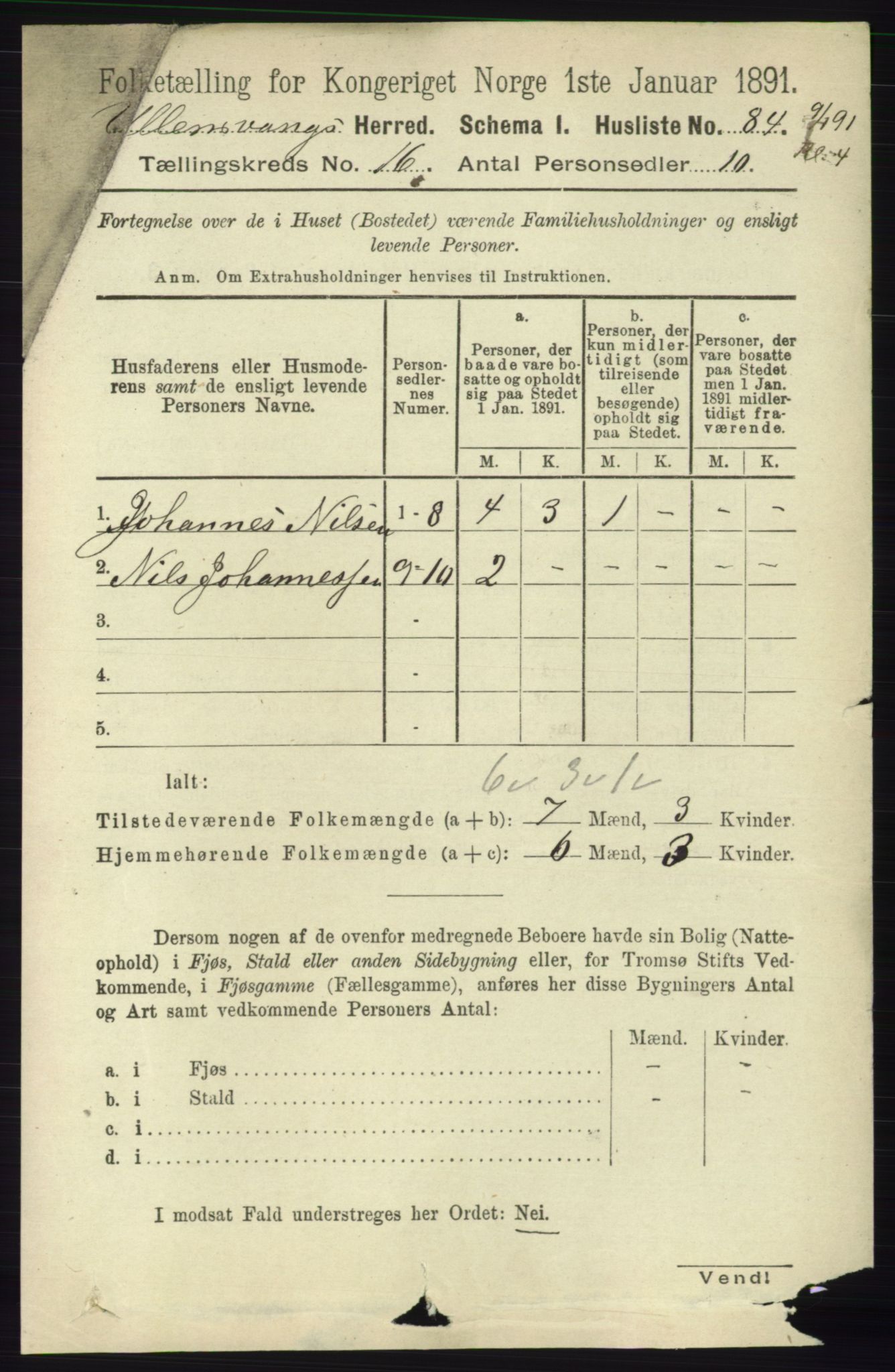 RA, 1891 census for 1230 Ullensvang, 1891, p. 6229