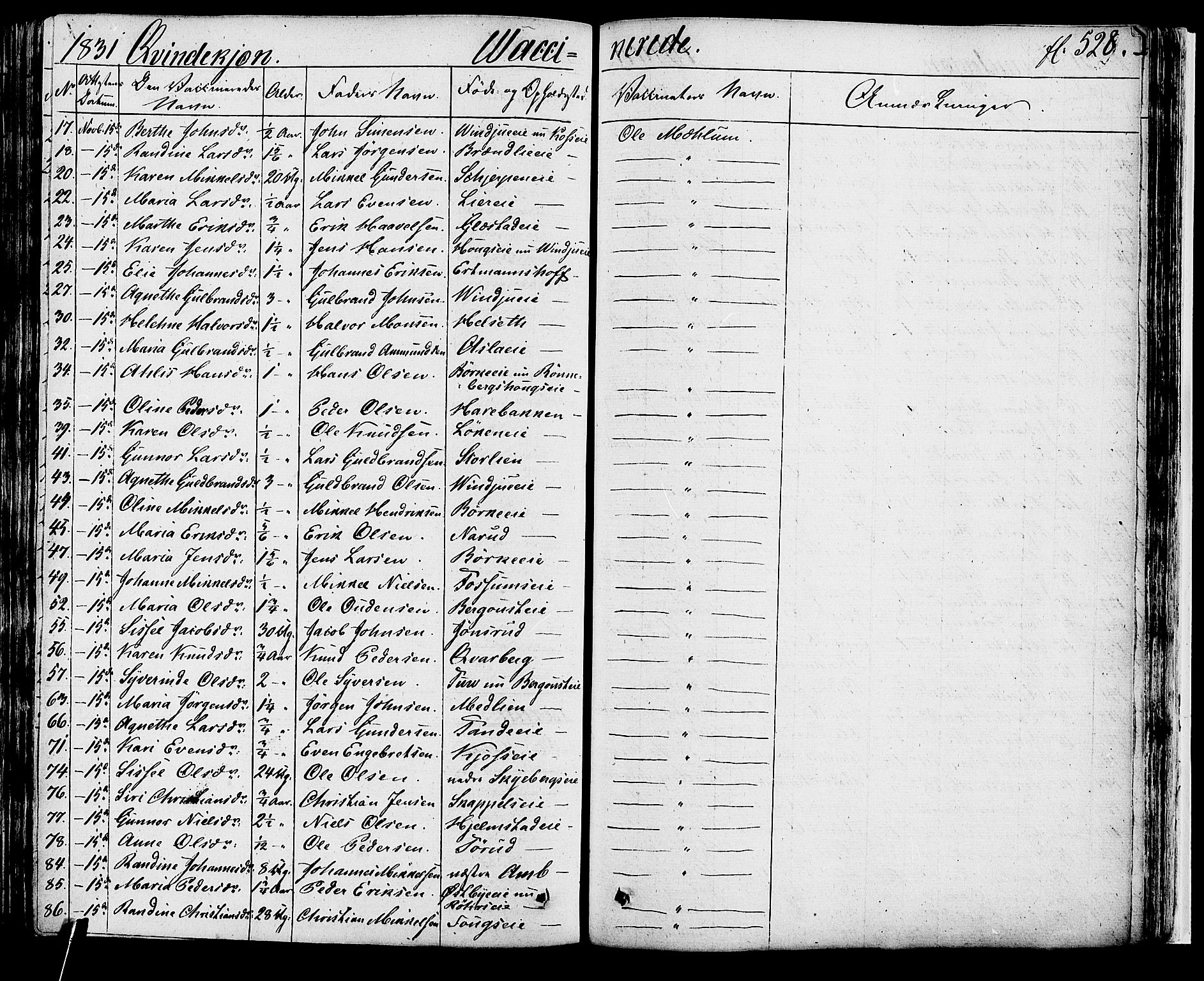 Ringsaker prestekontor, AV/SAH-PREST-014/K/Ka/L0007: Parish register (official) no. 7B, 1826-1837, p. 528