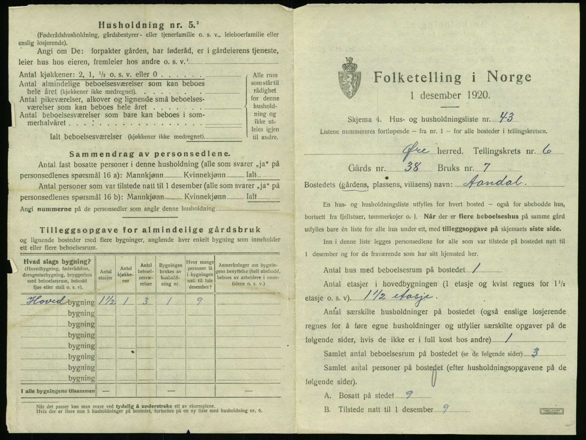 SAT, 1920 census for Øre, 1920, p. 693