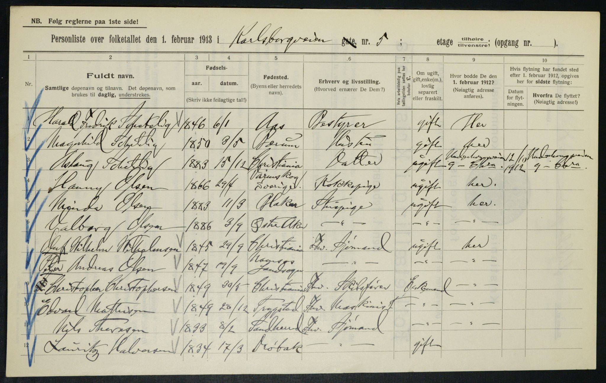 OBA, Municipal Census 1913 for Kristiania, 1913, p. 48701