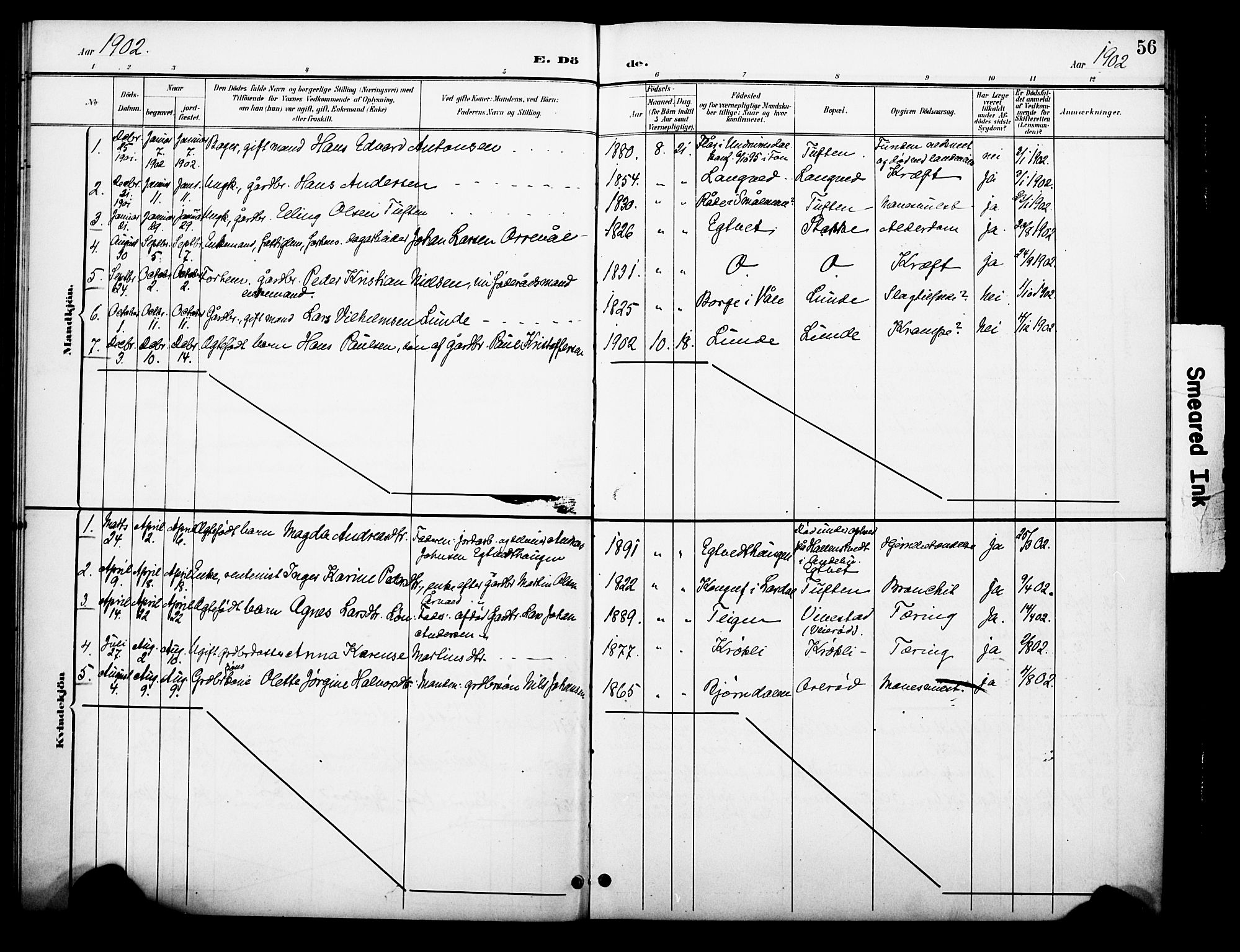 Ramnes kirkebøker, AV/SAKO-A-314/F/Fc/L0002: Parish register (official) no. III 2, 1900-1914, p. 56