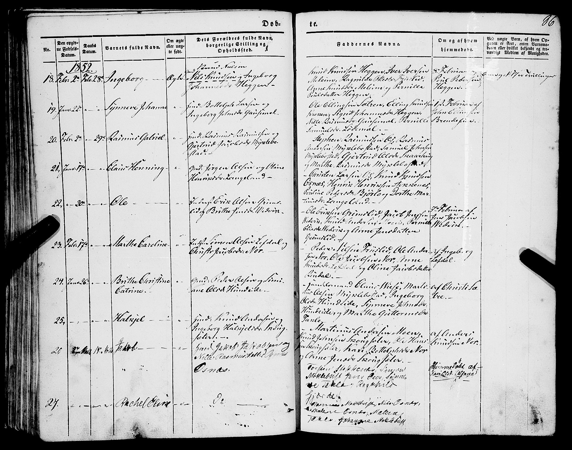 Eid sokneprestembete, AV/SAB-A-82301/H/Haa/Haaa/L0007: Parish register (official) no. A 7, 1844-1858, p. 86