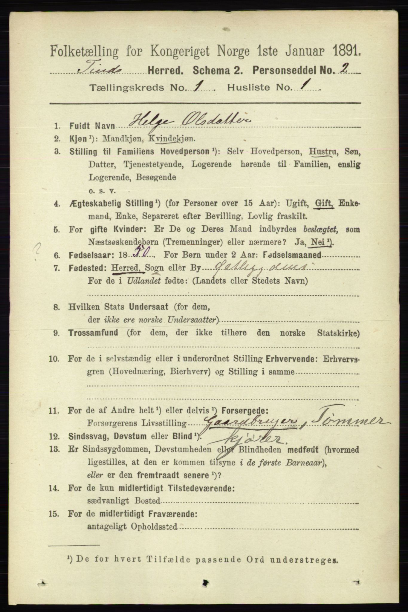 RA, 1891 census for 0826 Tinn, 1891, p. 48