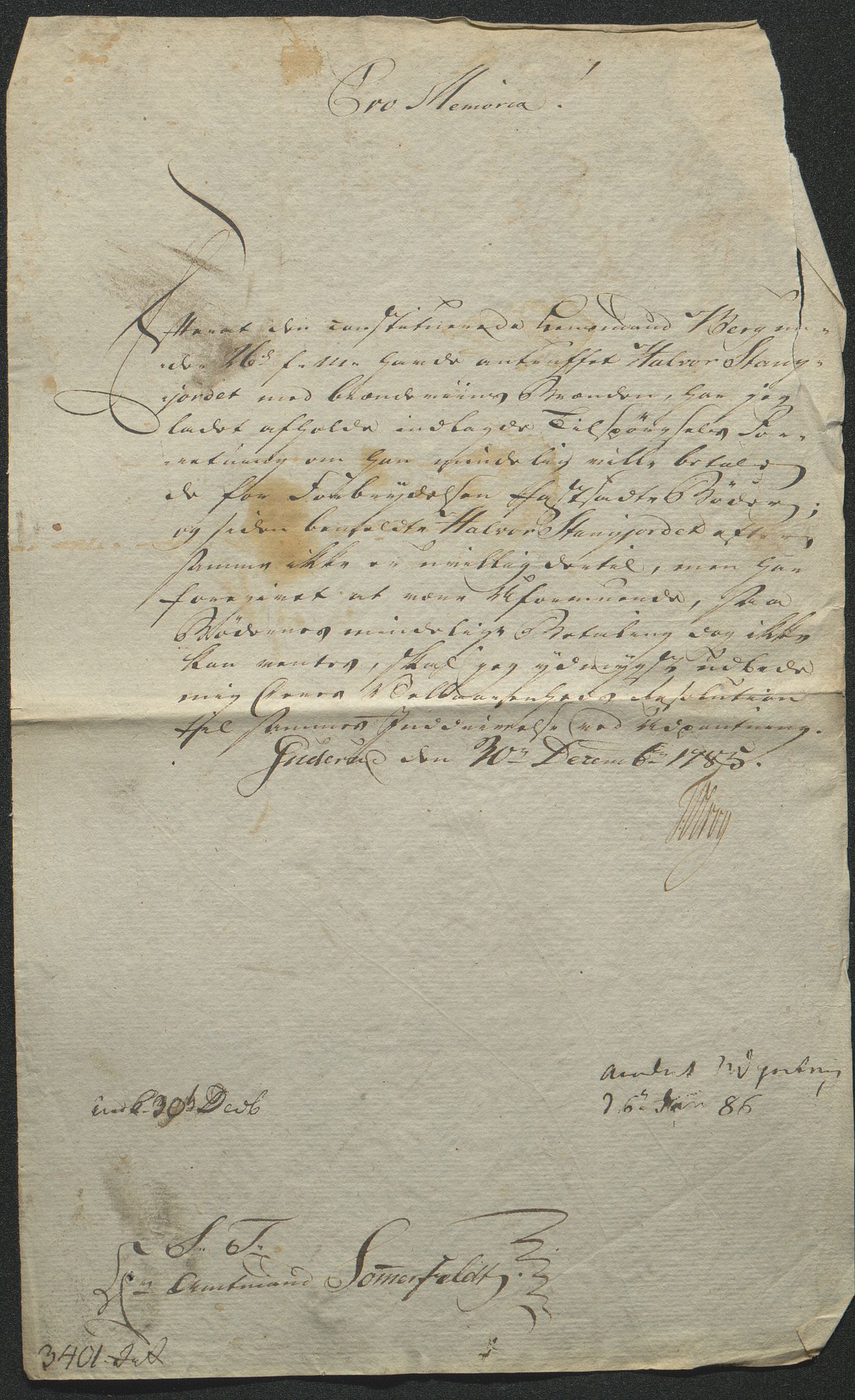 Fylkesmannen i Oppland, SAH/FYO-002/1/D/Dl/L0509B: Brev fra fogden i Toten, 1785-1786, p. 252