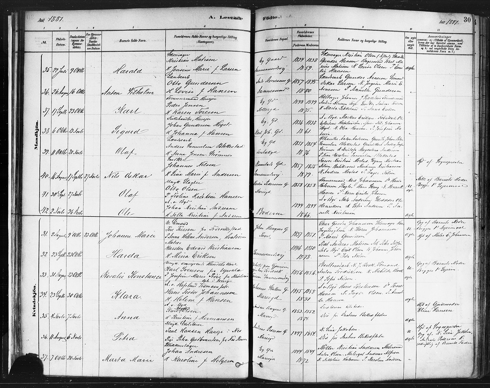 Sarpsborg prestekontor Kirkebøker, AV/SAO-A-2006/F/Fa/L0003: Parish register (official) no. 3, 1878-1891, p. 30