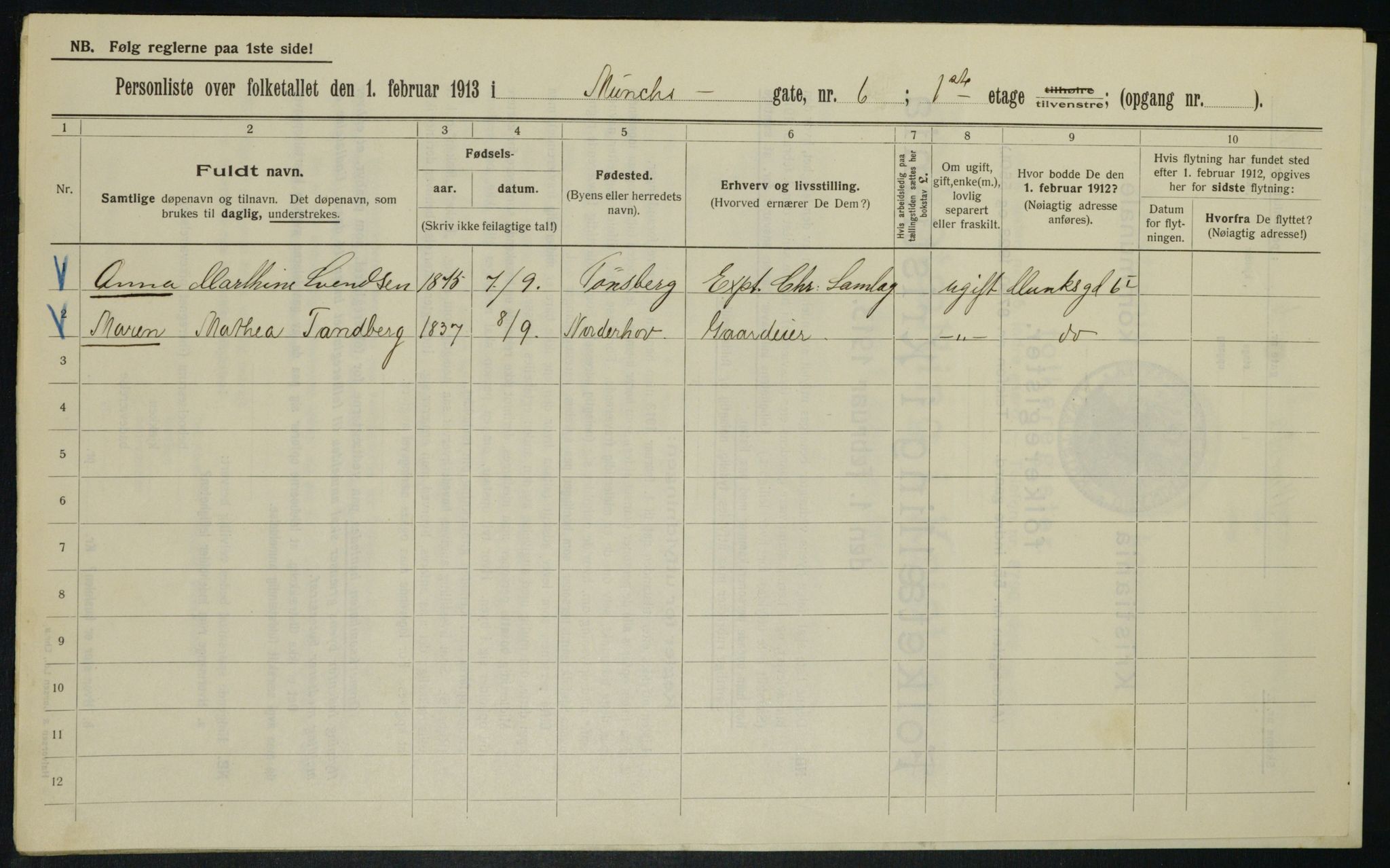 OBA, Municipal Census 1913 for Kristiania, 1913, p. 66577