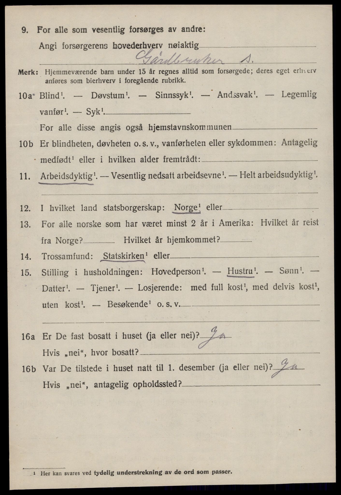 SAT, 1920 census for Hustad, 1920, p. 1522