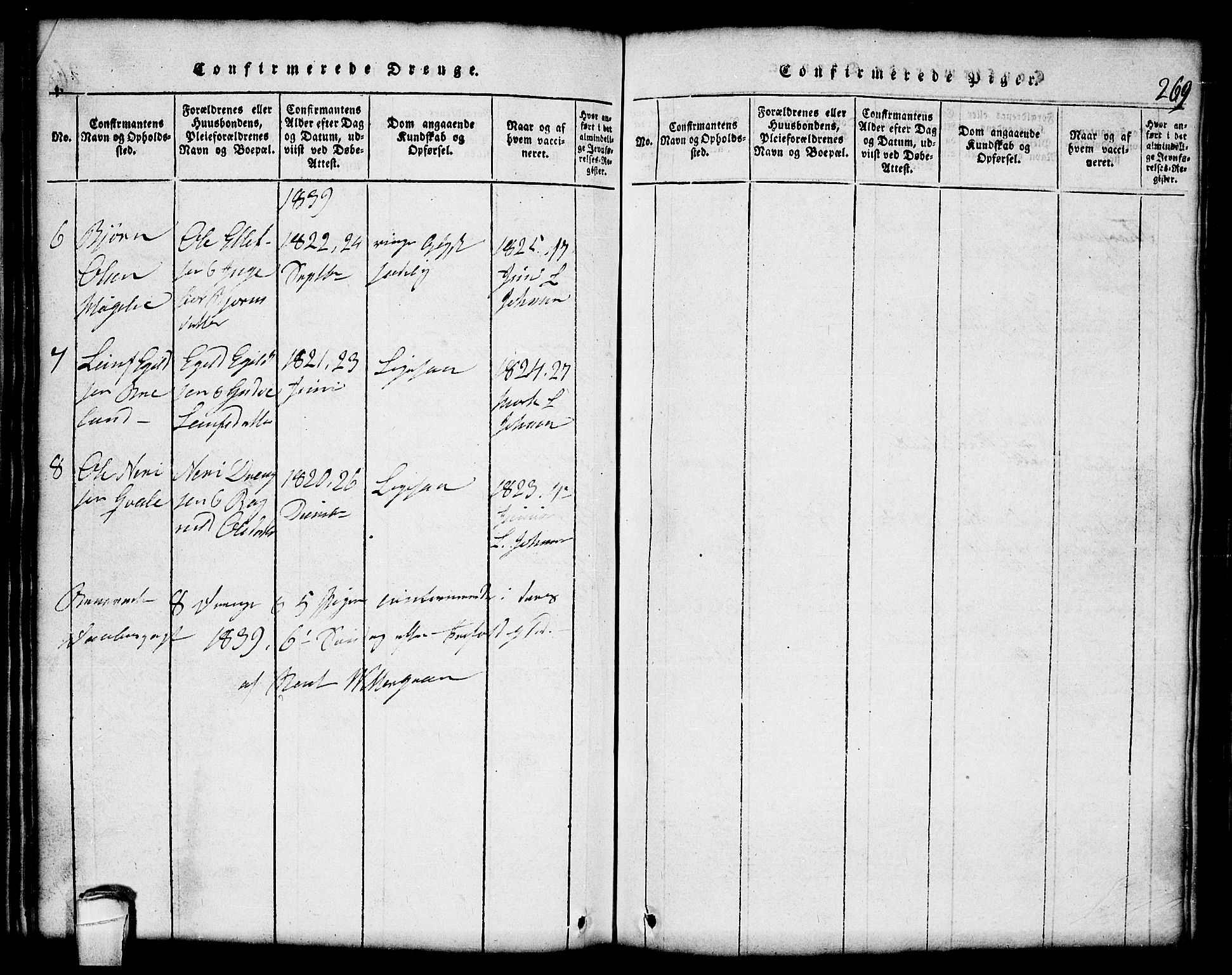 Lårdal kirkebøker, SAKO/A-284/G/Gc/L0001: Parish register (copy) no. III 1, 1815-1854, p. 269