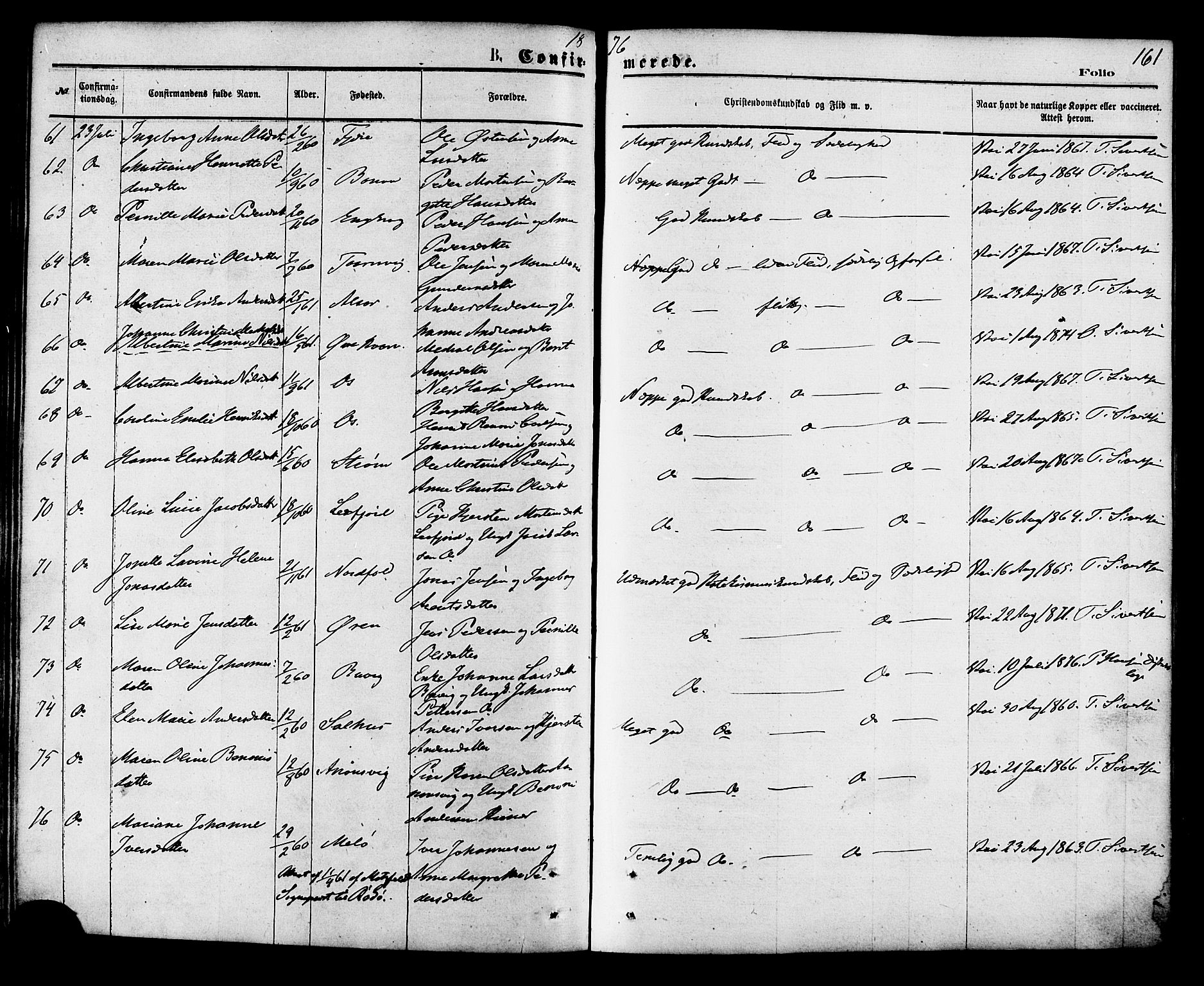 Ministerialprotokoller, klokkerbøker og fødselsregistre - Nordland, SAT/A-1459/853/L0771: Parish register (official) no. 853A10, 1870-1881, p. 161